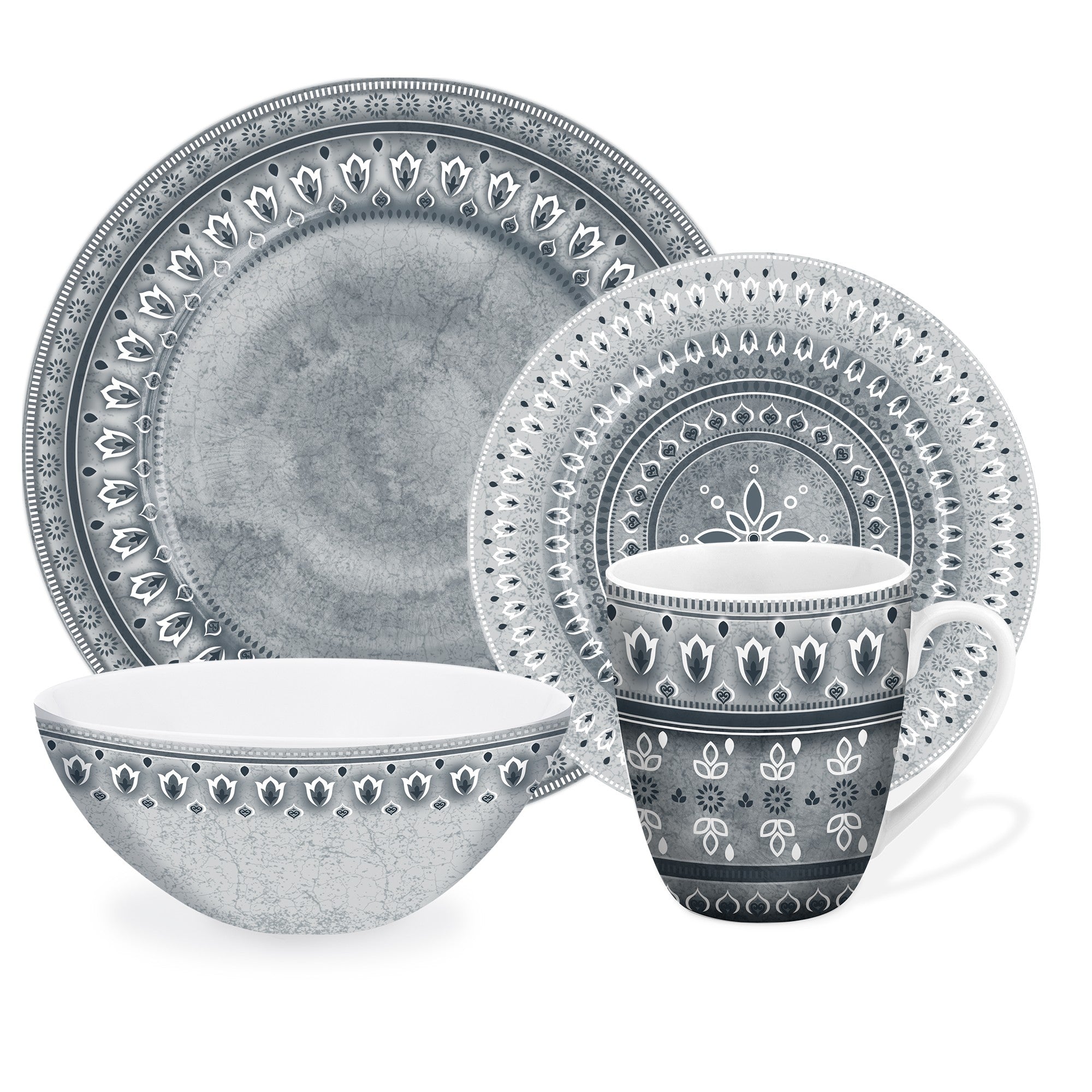 title:Safdie & Co. Luxury Premium Porcelain Dinnerset 16 Piece Set Santa Fe;color:Multi