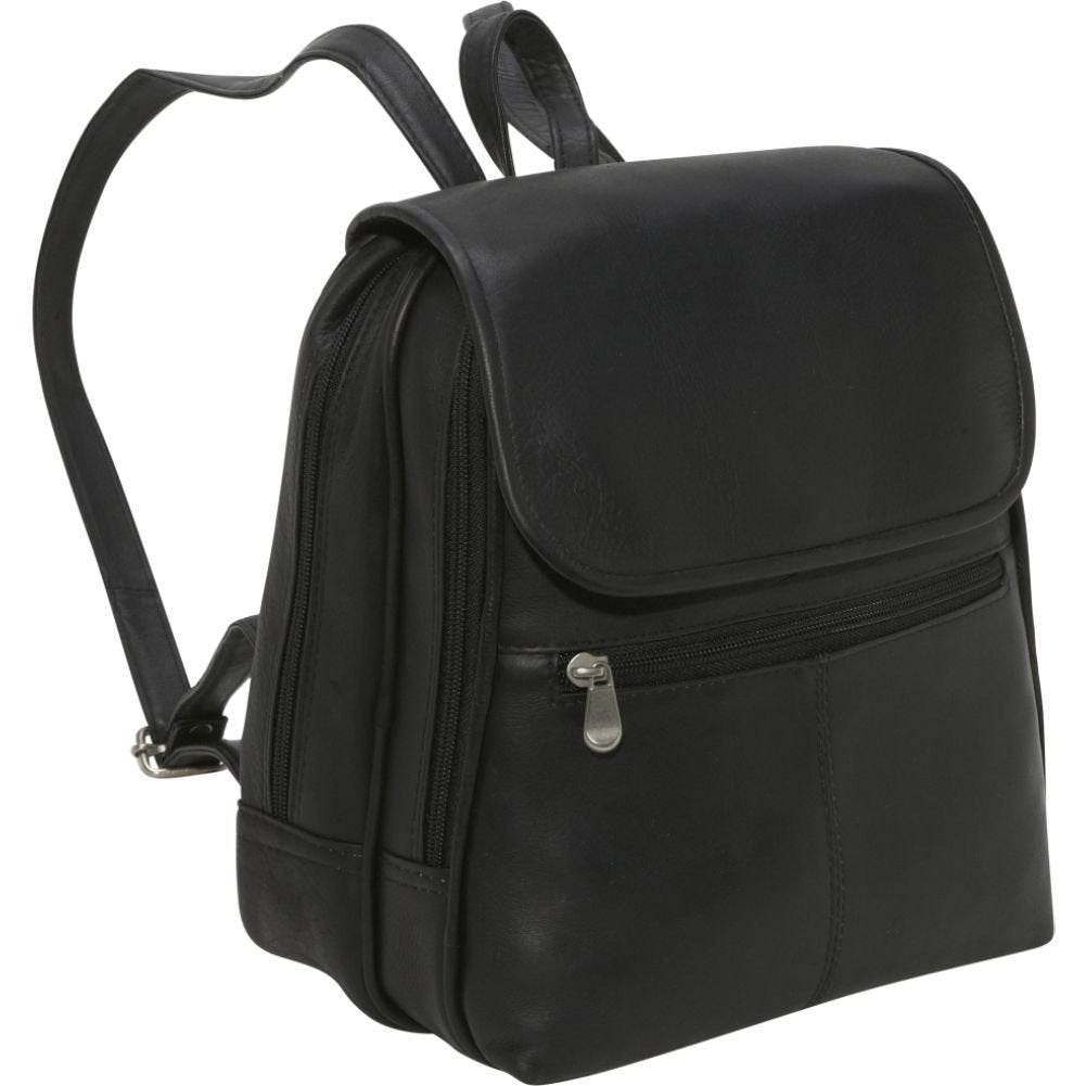 title:Le Donne Leather Woman's Organizer Backpack/Purse;color:BLACK