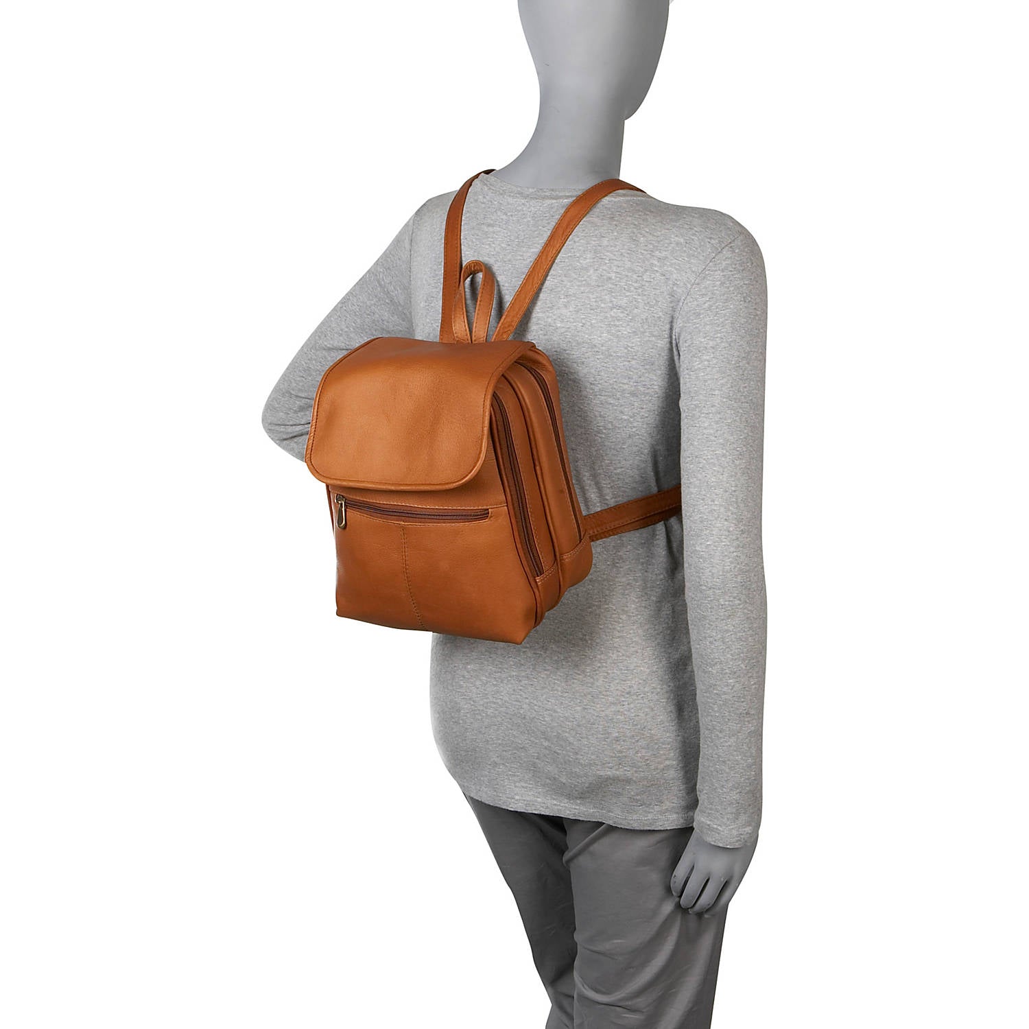 title:Le Donne Leather Woman's Organizer Backpack/Purse;color:CAFE