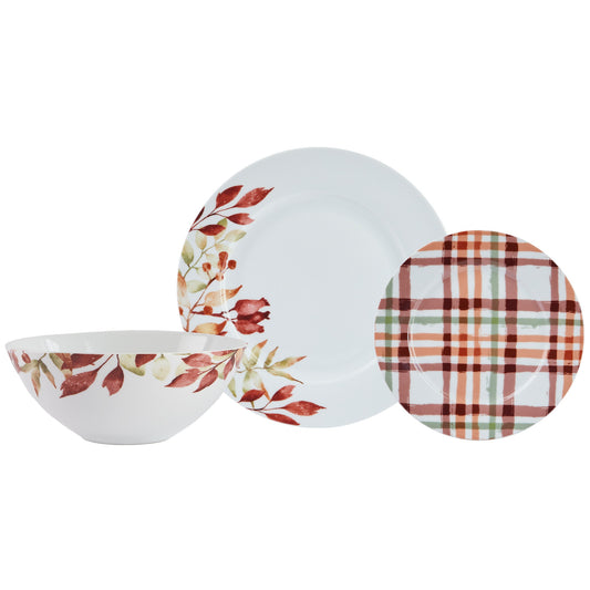 Safdie & Co. Dinnerware Set 12Piece Porcelain Autumn Watercolour, Service for 4