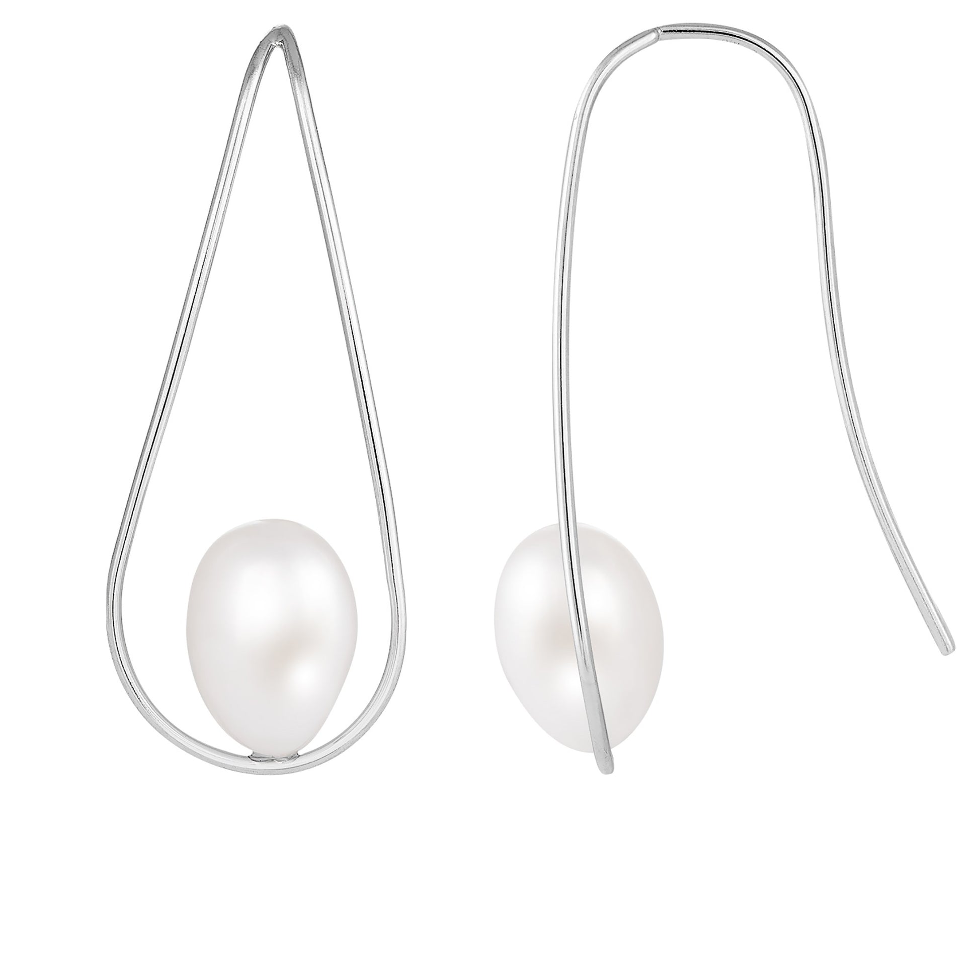 title:Splendid Pearls Fancy Sterling Silver Pearl Earrings;color:White