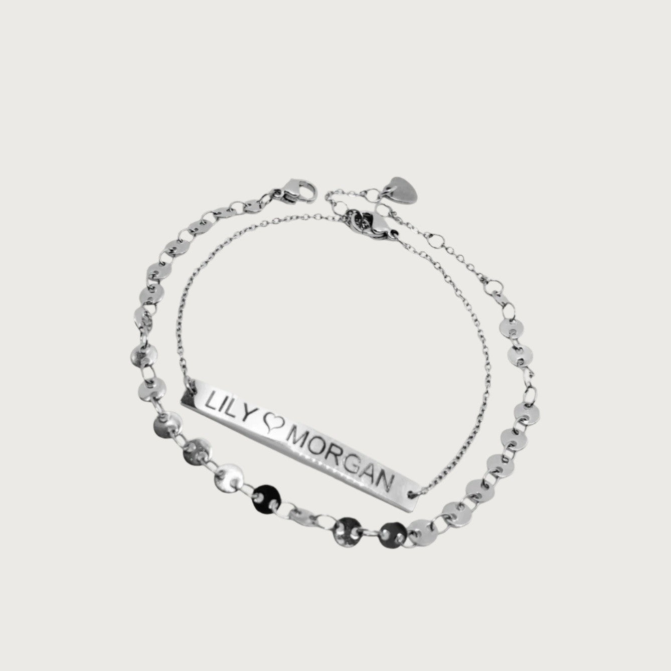 title:Personalized Double Long Bar Bracelet;color:Silver