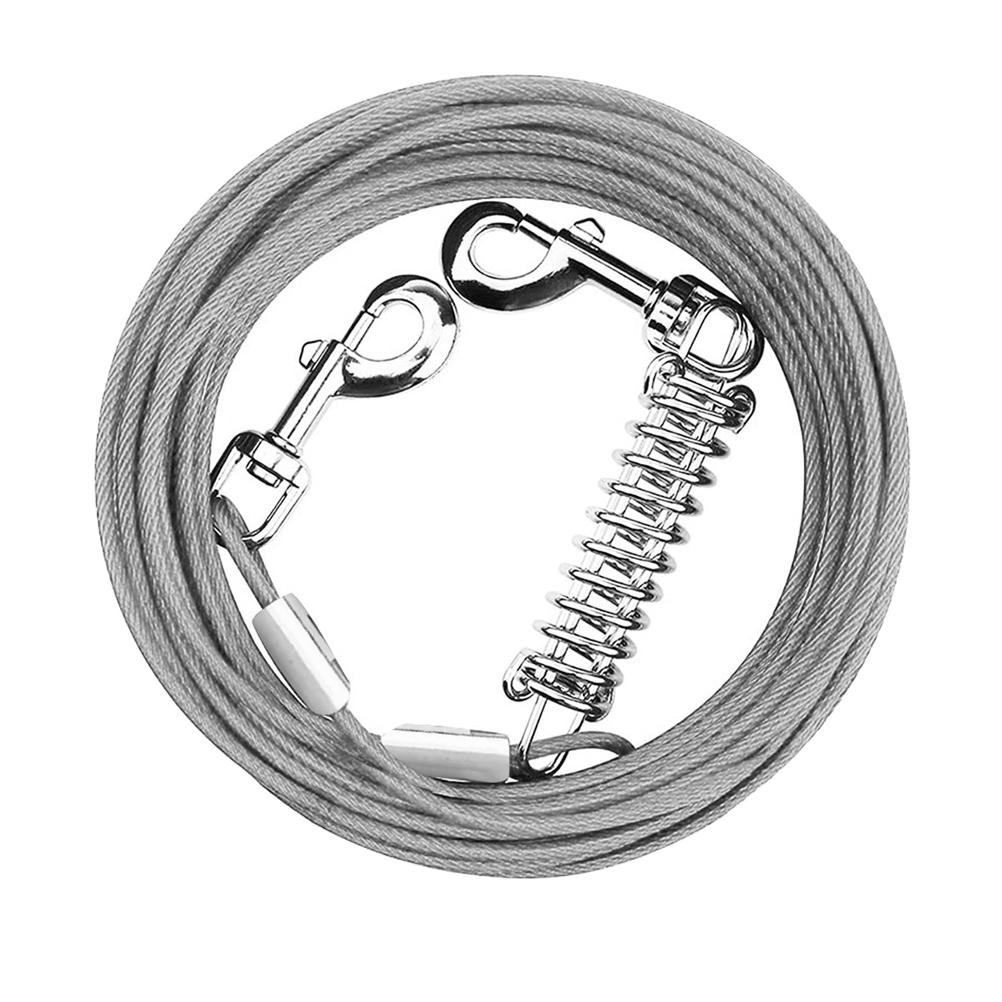 title:Fresh Fab Finds 49.2FT Dog Tie Out Cable Long Dog Leash Chew Proof Lead Dog Chain with Durable Spring 360° Rotatable Clips PVC Case for Outside Yard Caming;color:Gray