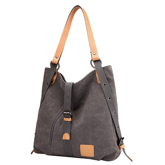 title:Ladies Canvas Tote Bag Multifunctional Purse Handbag Adjustable Shoulder Rucksack Convertible Backpack Wear-Resistant Dirt-Proof For Women School Offi;color:Gray