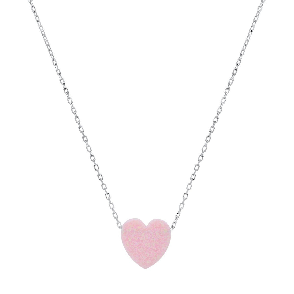 Sterling Silver Opal Heart Necklace - Ruumur