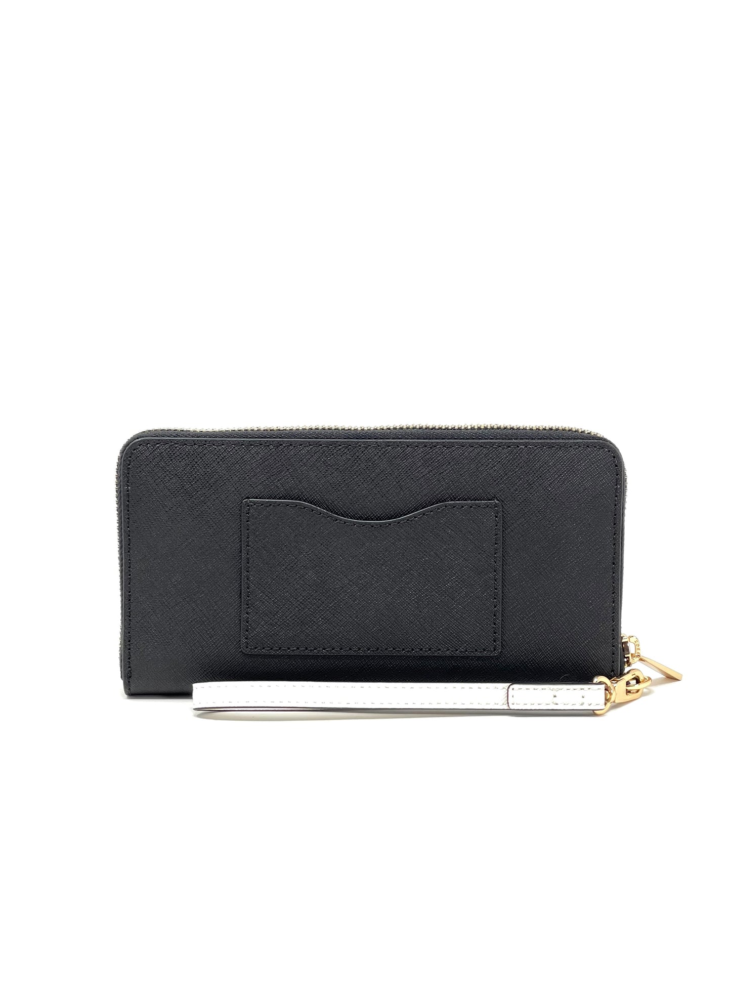 Tory Burch Black / Imperial Garnet / New Ivory Emerson Mixed-Materials Wristlet Zip Continental