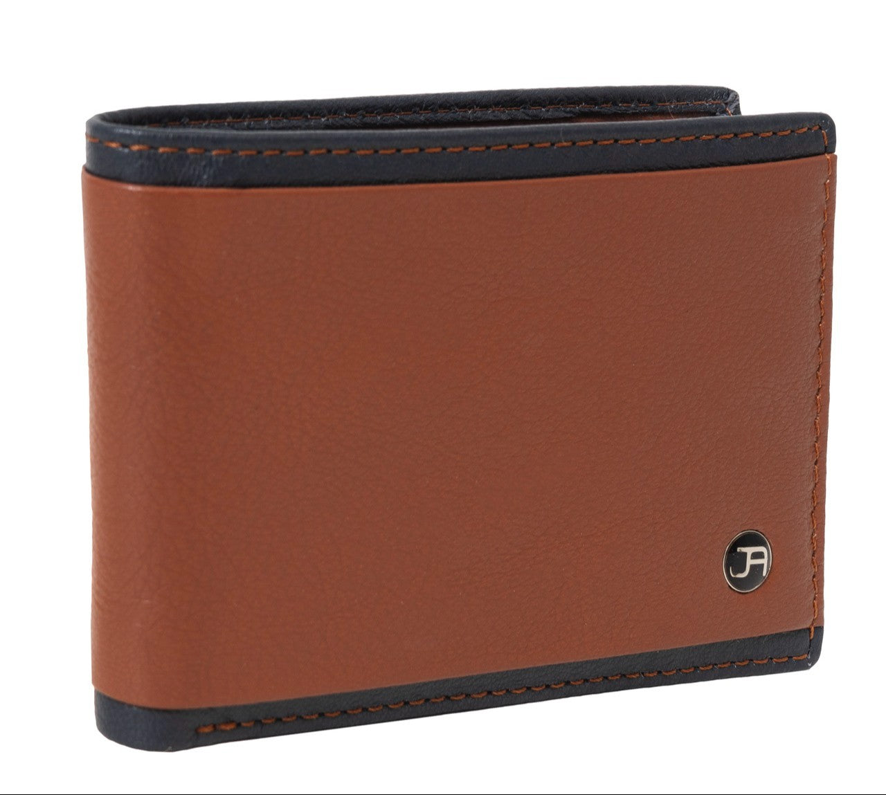 title:Jack Abrahams Bi-Fold RFID Stylish Wallet;color:Cognac/Black