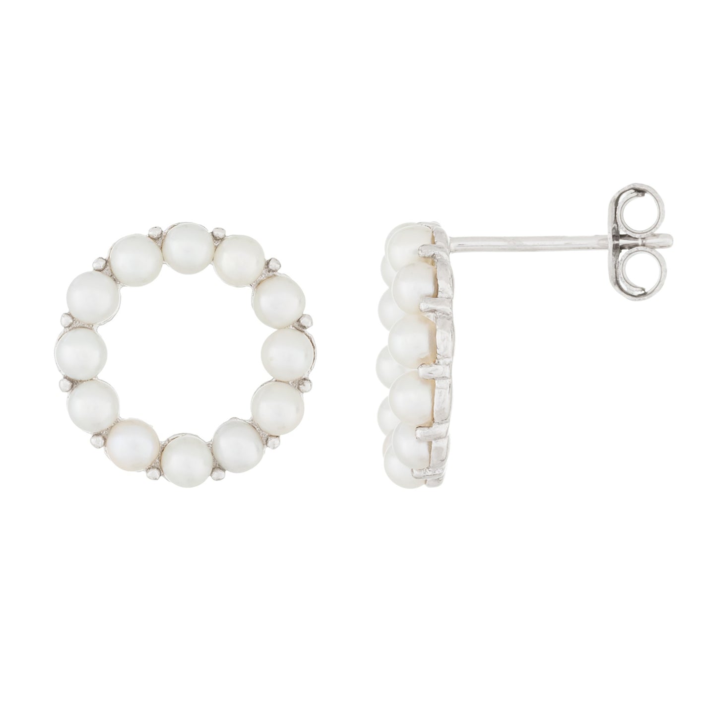 title:Splendid Pearls Sterling Silver Pearl Earrings ESR-482;color:White