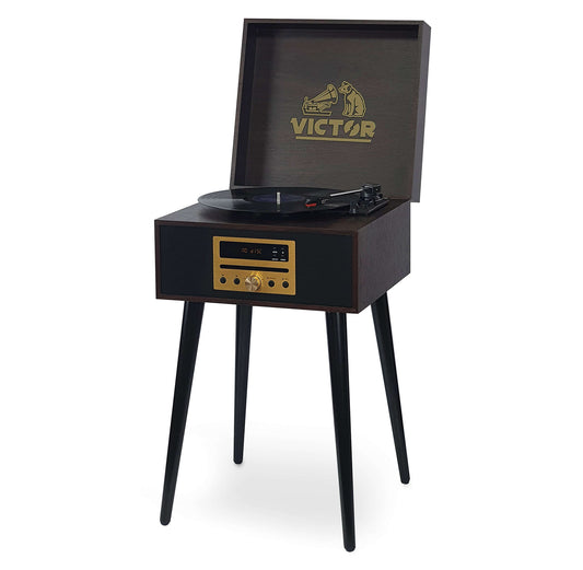 title:Victor Audio Victor Newbury 8-in-1 Music Center with Chair-Height Legs;color:Espresso