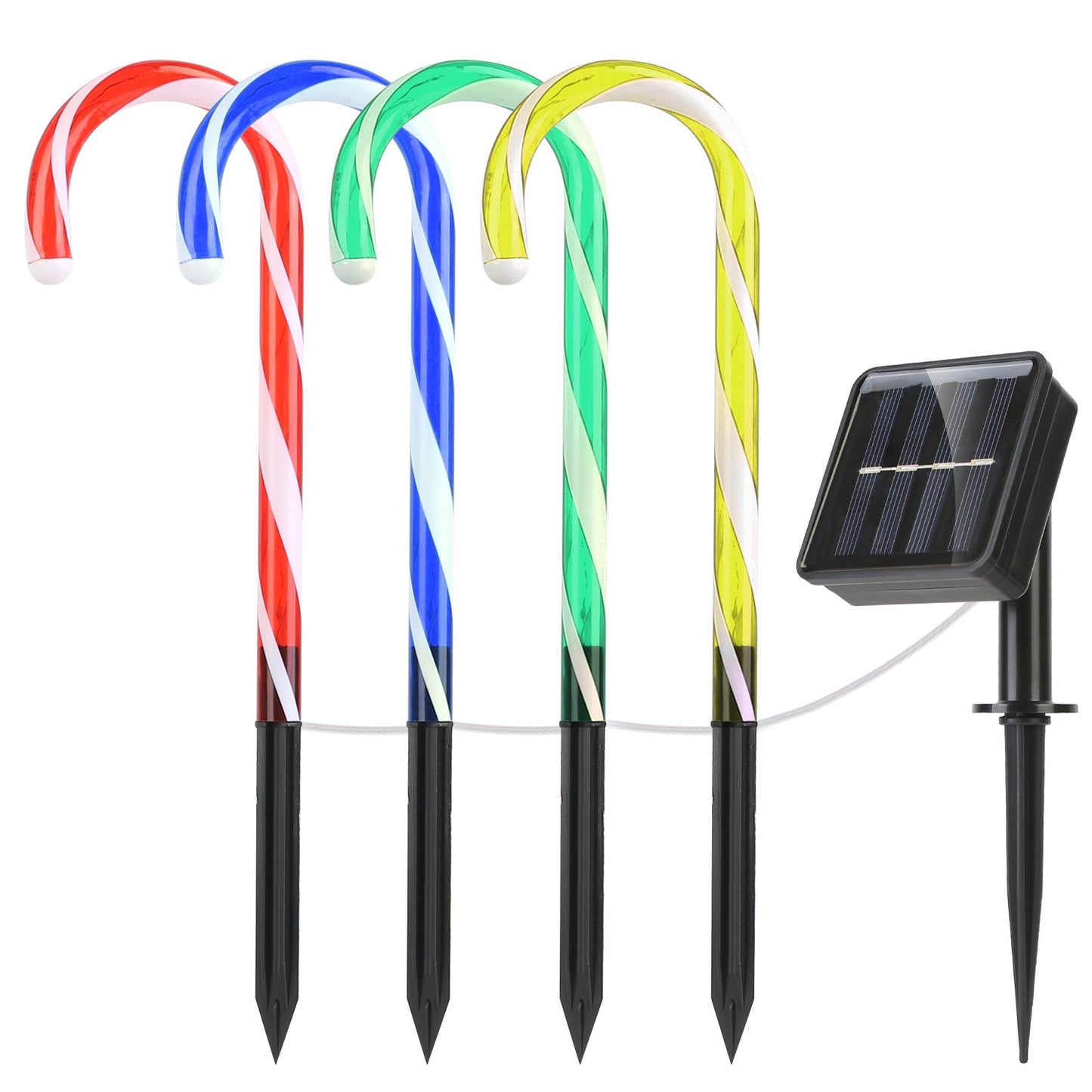 title:Solar Christmas Candy Cane Light IP55 Waterproof Stake Light Lamp for Patio Yard Garden Pathway Outdoor Christmas Decorative Light;color:Black