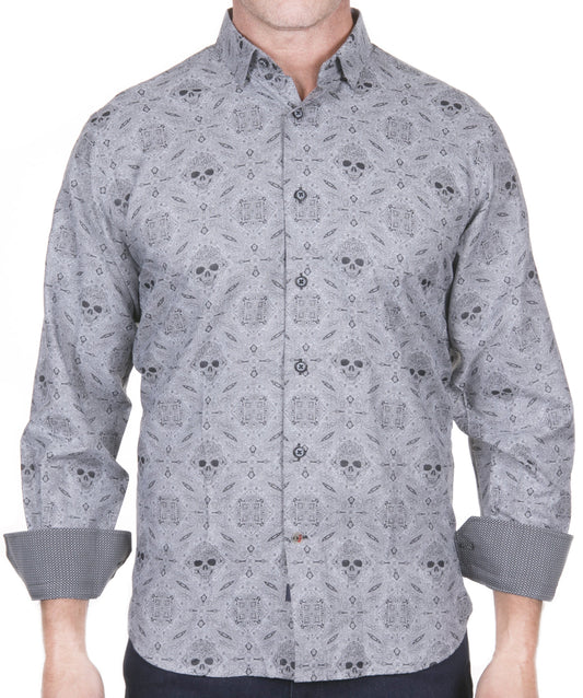 Light Grey Skull Print