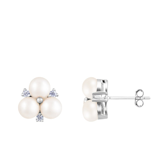 title:Splendid Pearls Sterling Silver Pearl Earrings ESR-48W;color:White