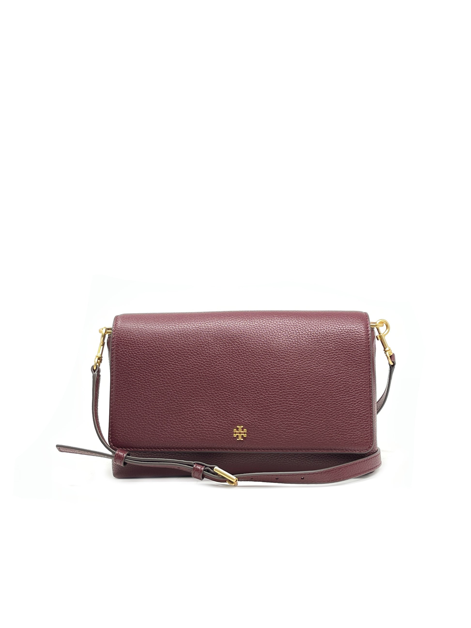 title:Tory Burch Claret Blake Flap Crossbody;color:Claret