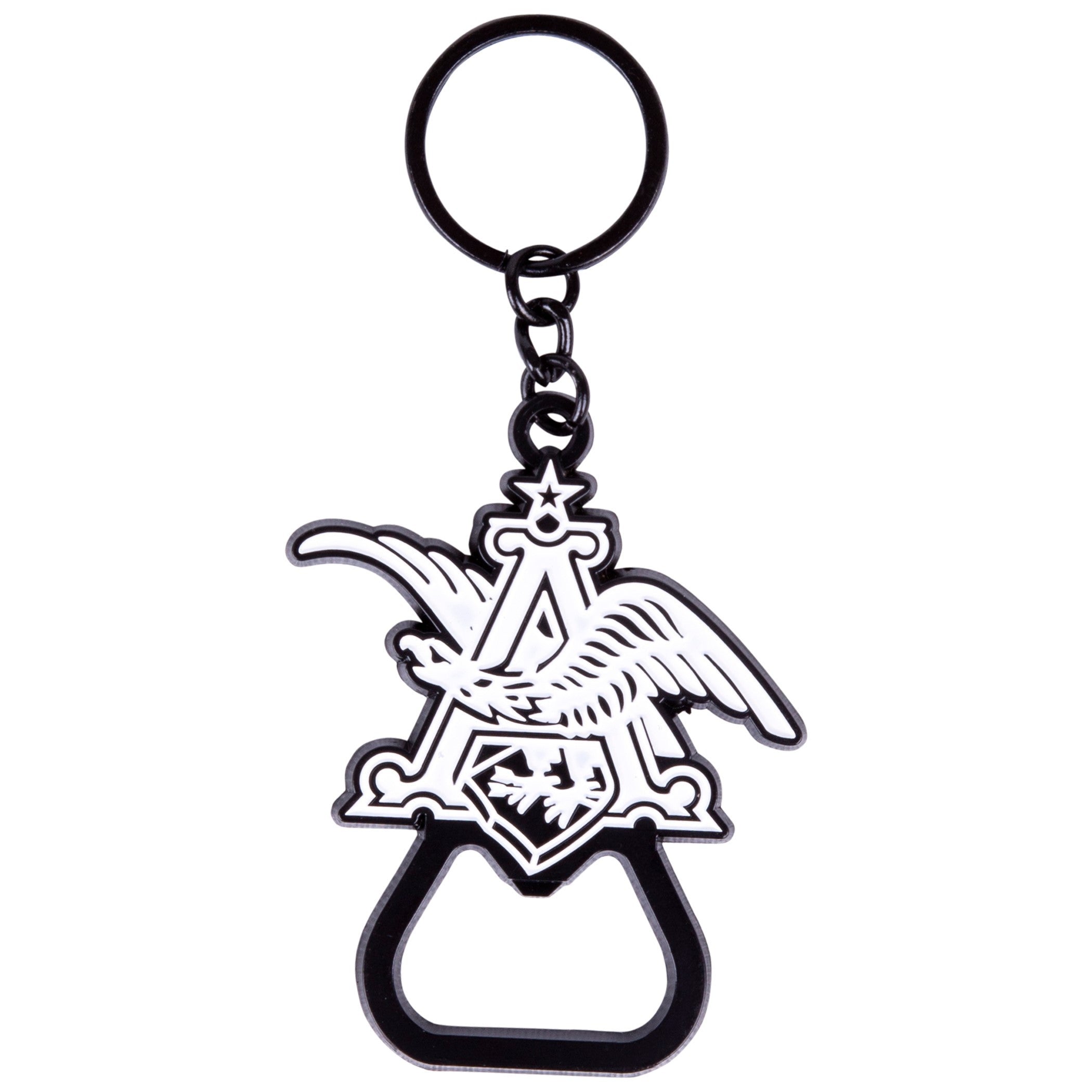 title:Anheuser Busch Eagle Logo Bottle Opener Keychain;color:Black