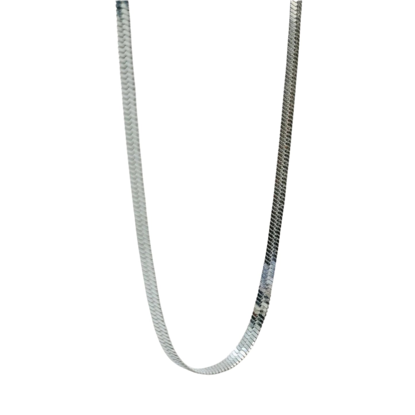 title:Bold Herringbone 5mm Chain Necklace;color:Silver