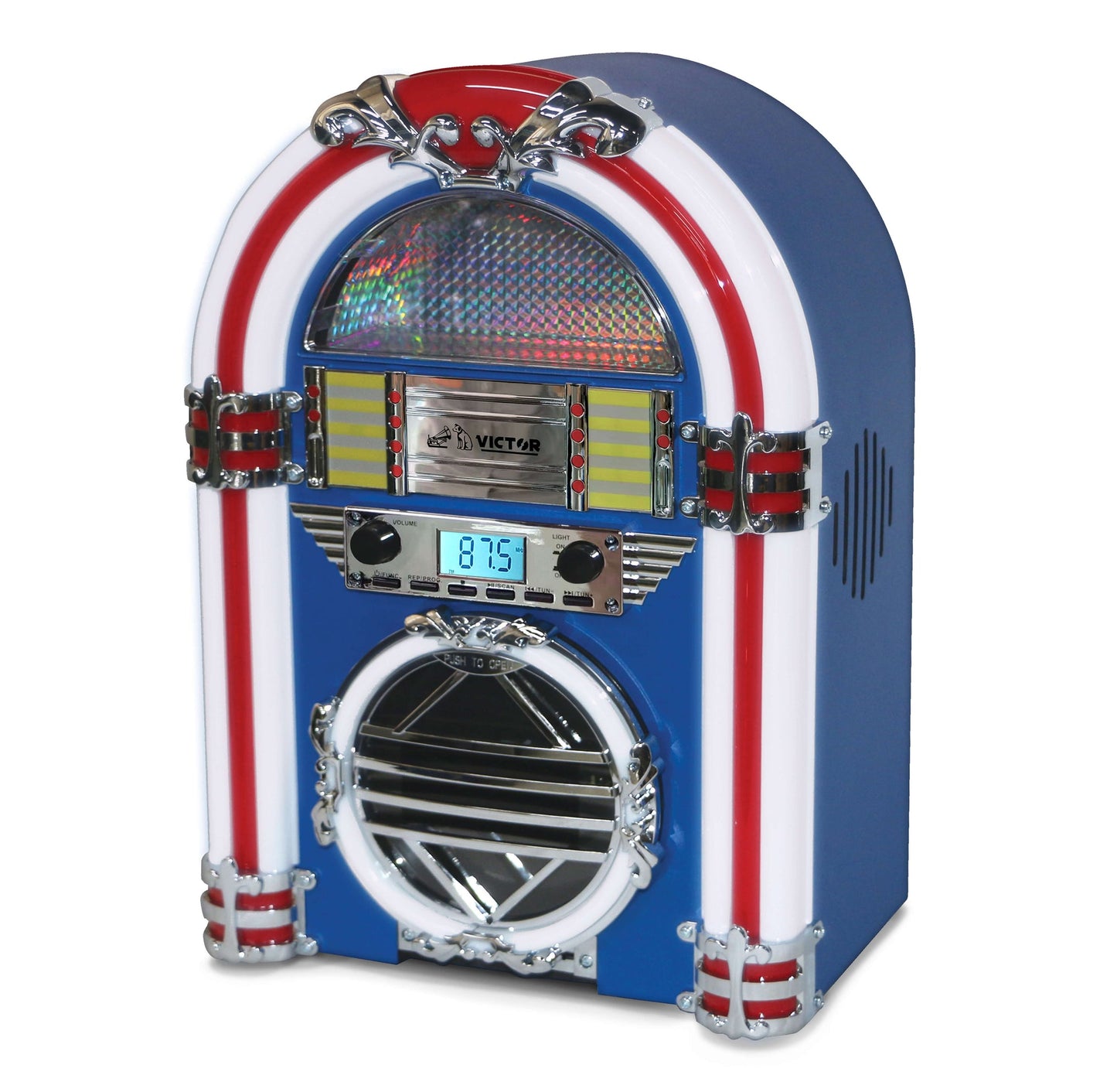 title:Victor Audio Victor Broadway Desktop Bluetooth Jukebox;color:Blue