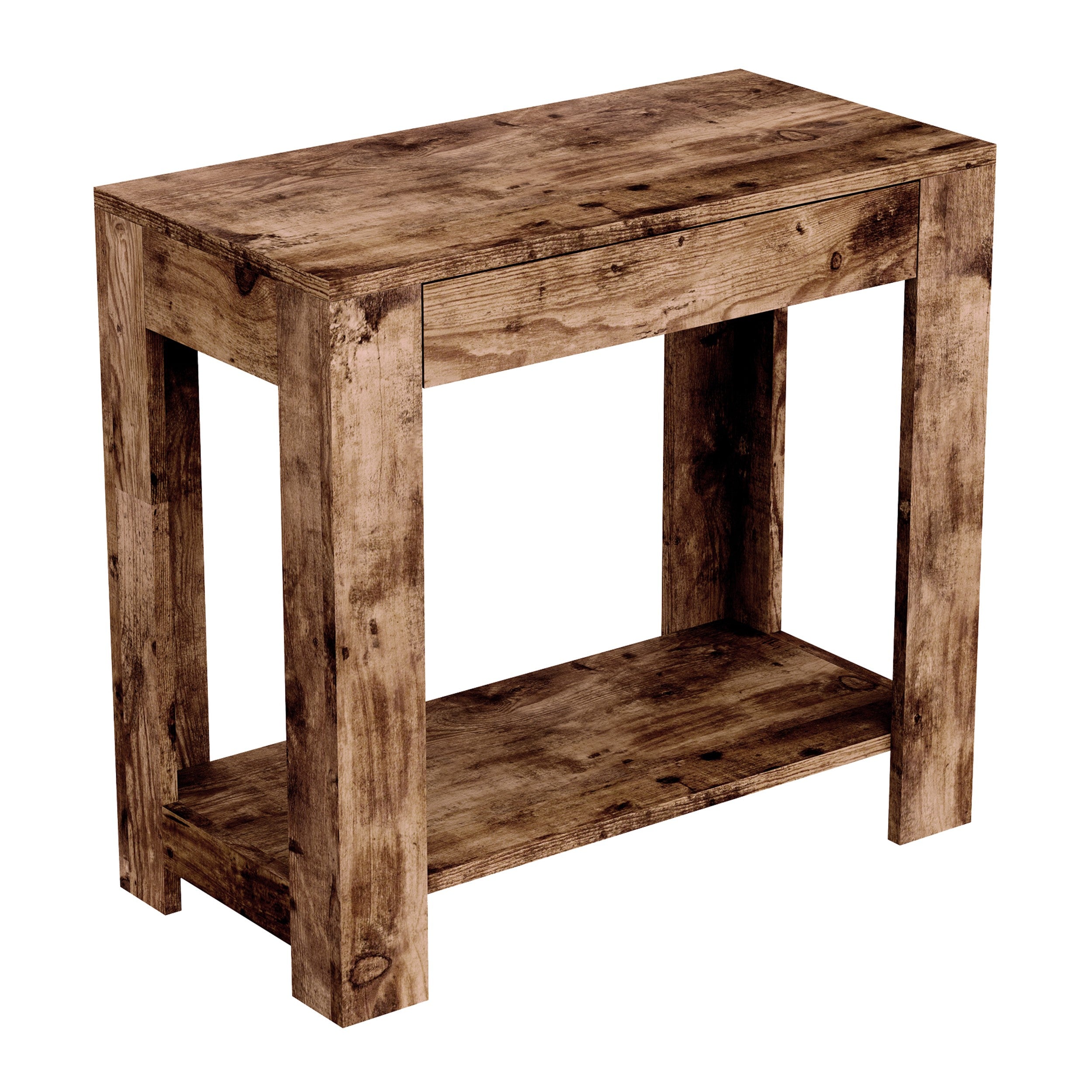 title:Safdie & Co. Accent Table 24L Brown Reclaimed Wood 1 Drawer 1 Shelf;color:Brown