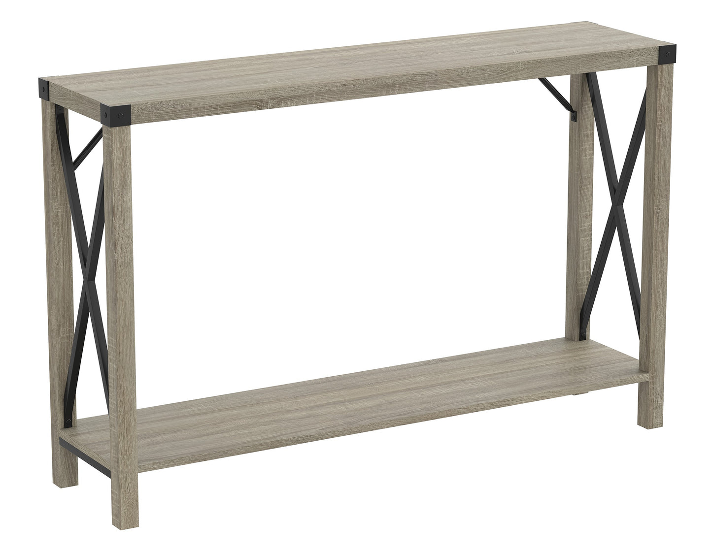 Safdie & Co. Console Table 46" Dark Taupe 1 Shelf Metal Sides, Entryway or Sofa Table for Living Room