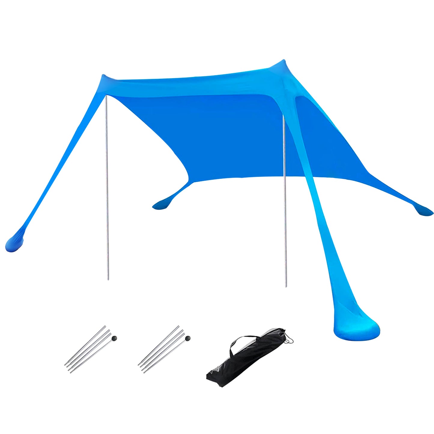 title:9.8x9.8FT Foldable Beach Canopy Tent Collapsible Shade Sail Sun Protection Windproof Shelter 4 Sandbag 2 Pole Portable Storage Bag Rectangle Blue;color:Blue