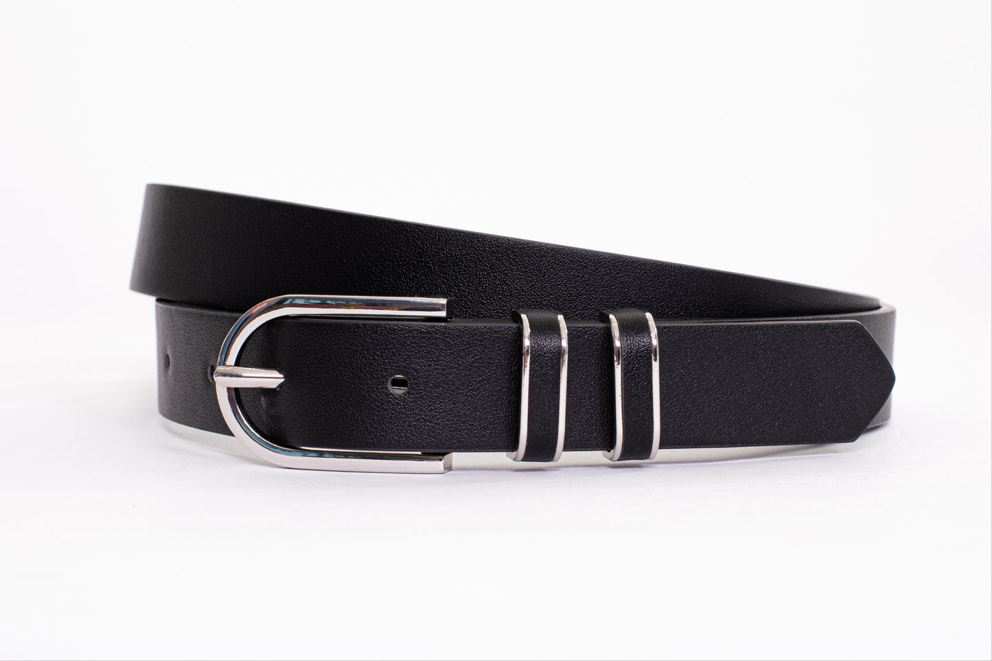 di firenze Narrow Belt With Double Loop And Elongated Buckle