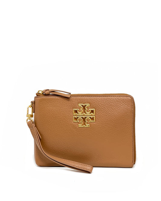 title:Tory Burch Bark Britten Large Zip Pouch;color:Bark