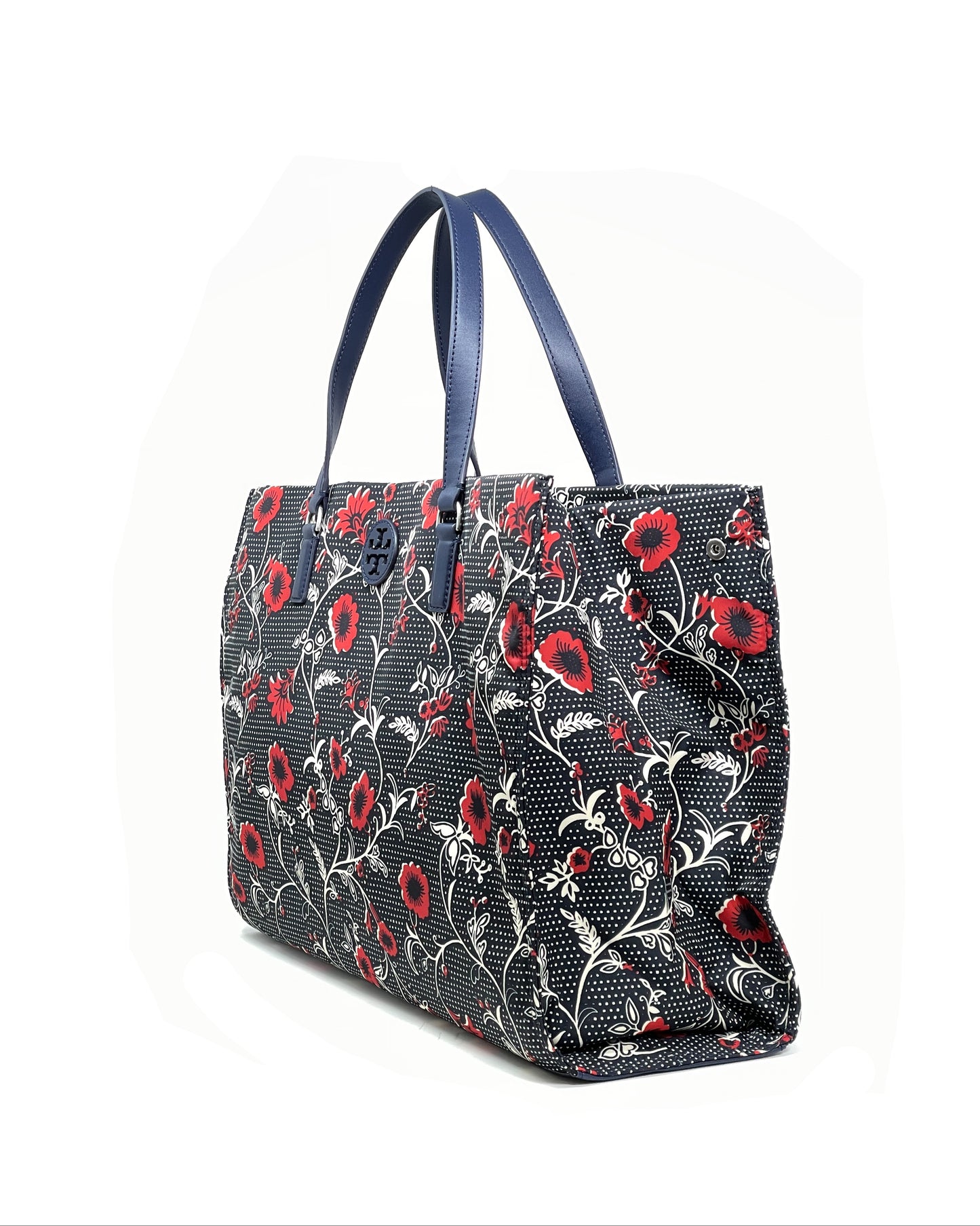 Tory Burch Navy / Red Nylon Printed Tote