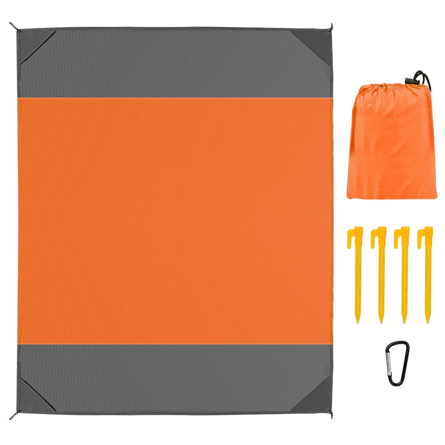 title:108x96.46in Sand Proof Picnic Blanket Water Resistant Foldable Camping Beach Mat w/ 4 Anchors 1 Carry Bag For 4-6 People;color:Orange