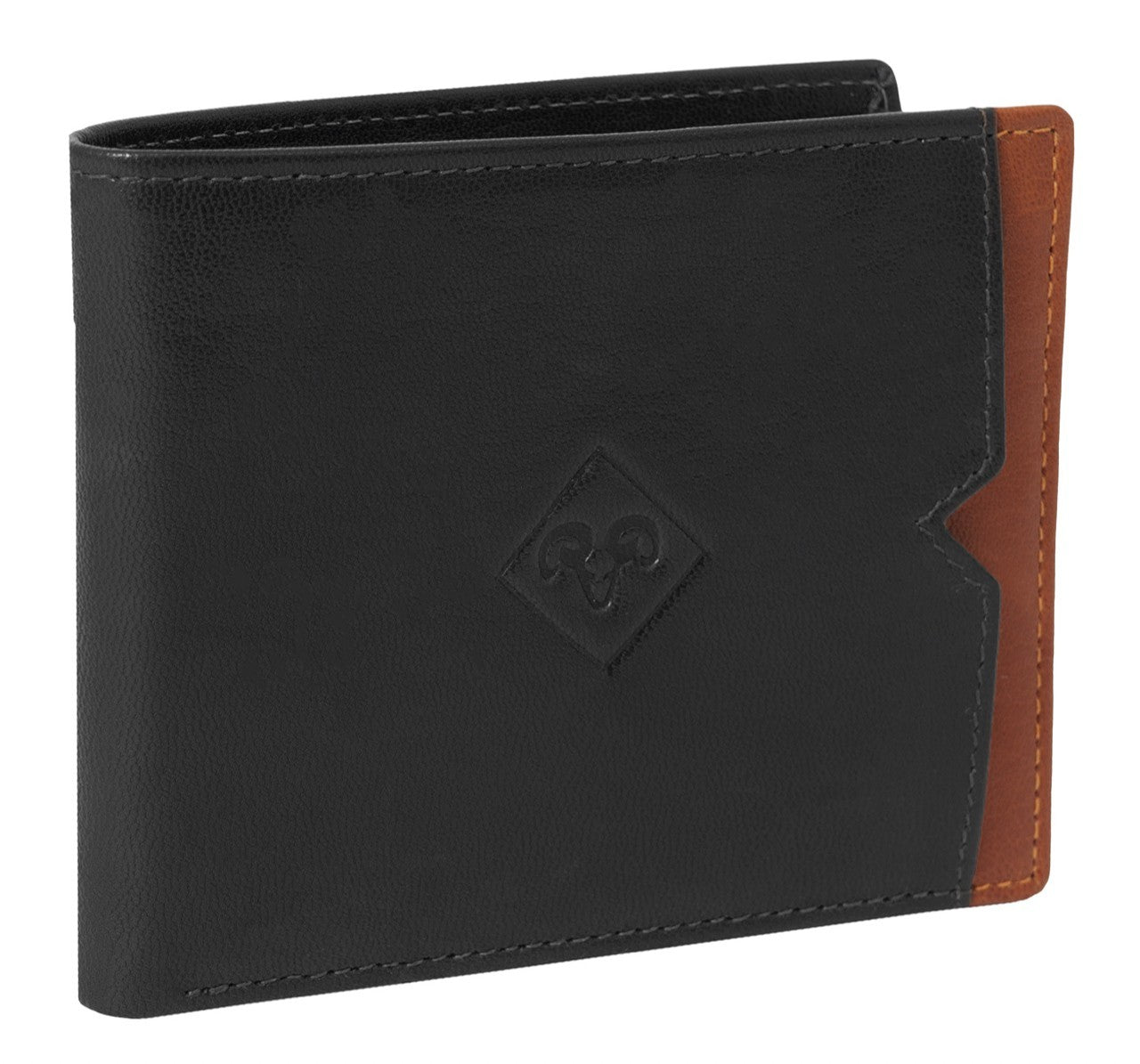 title:Jack Abrahams Bi-Fold RFID Front Pocket Wallet;color:Black/Cognac