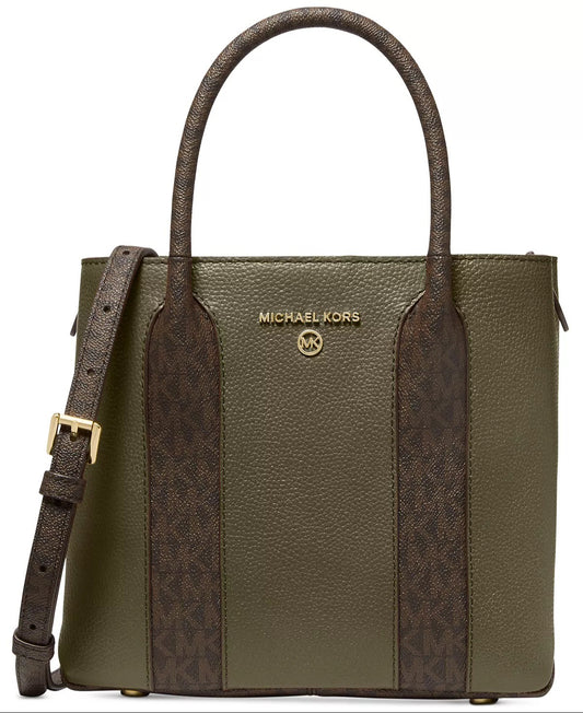 title:Michael Kors Women's Olive Signature Austin Leather Messenger Bag;color:Olive