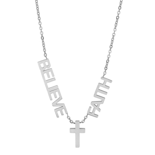 Faith, Believe & Cross Necklace