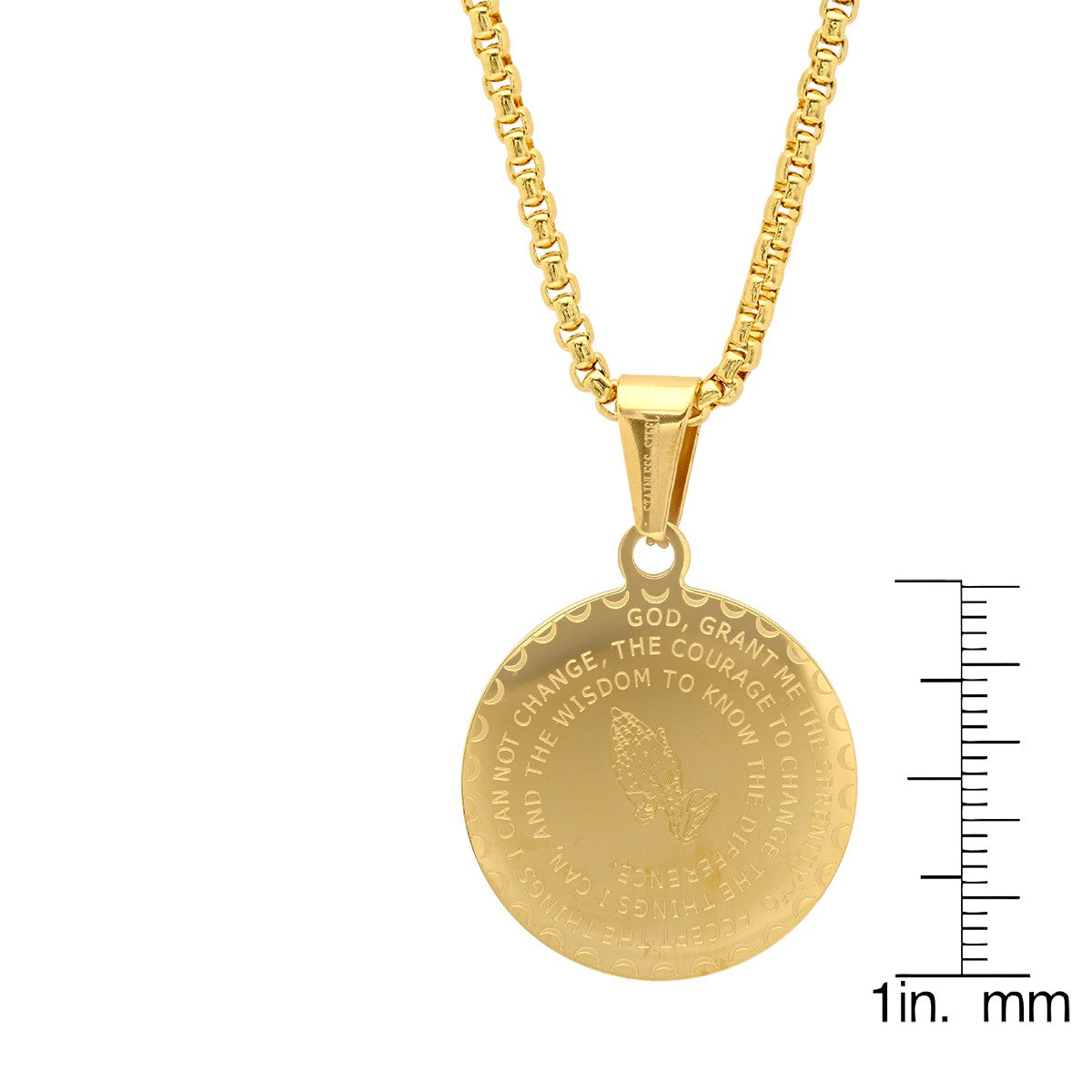 Serenity Prayer Round Pendant With Simulated Diamonds