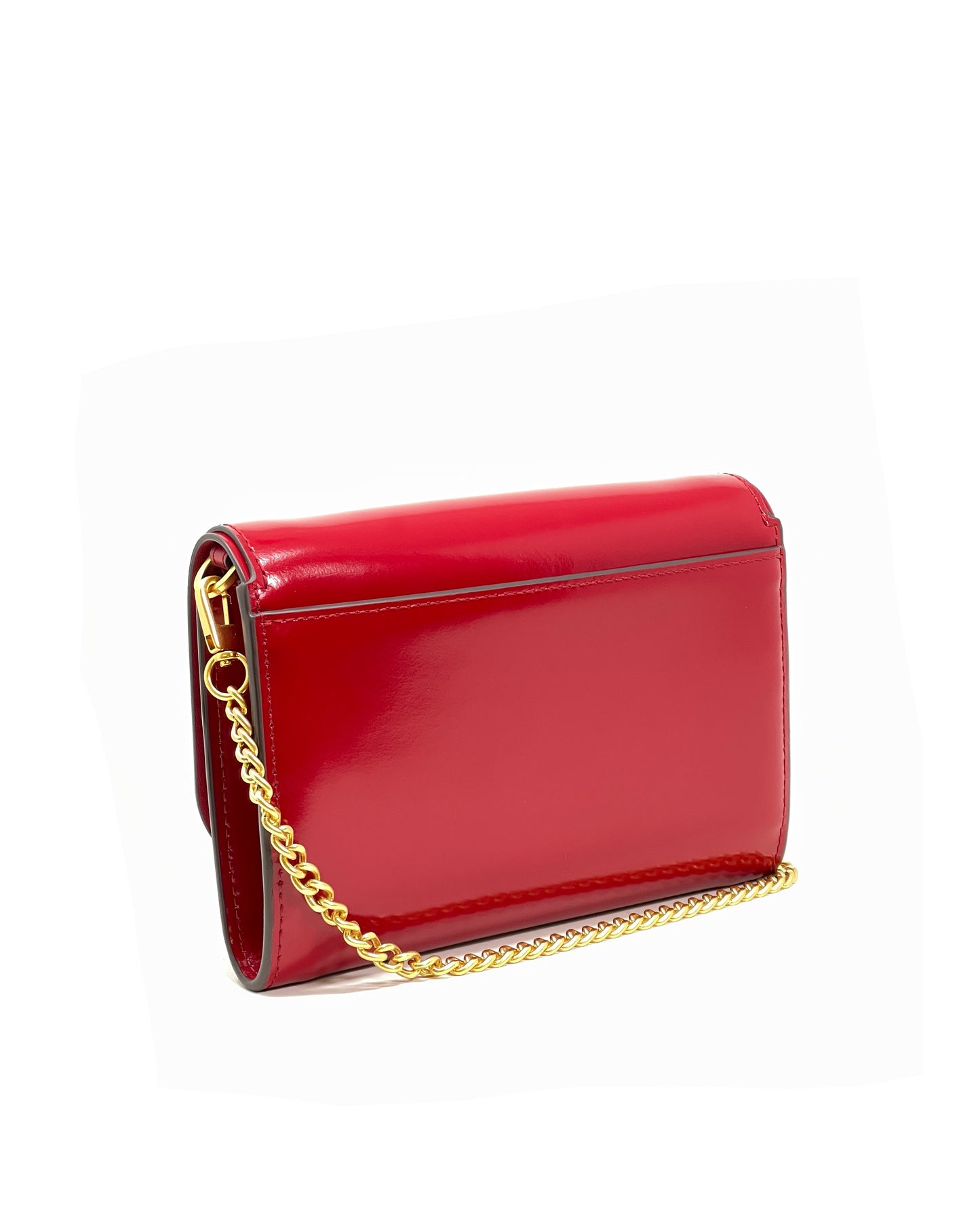 Tory Burch Lipstick Red Emerson Patent Chain Wallet