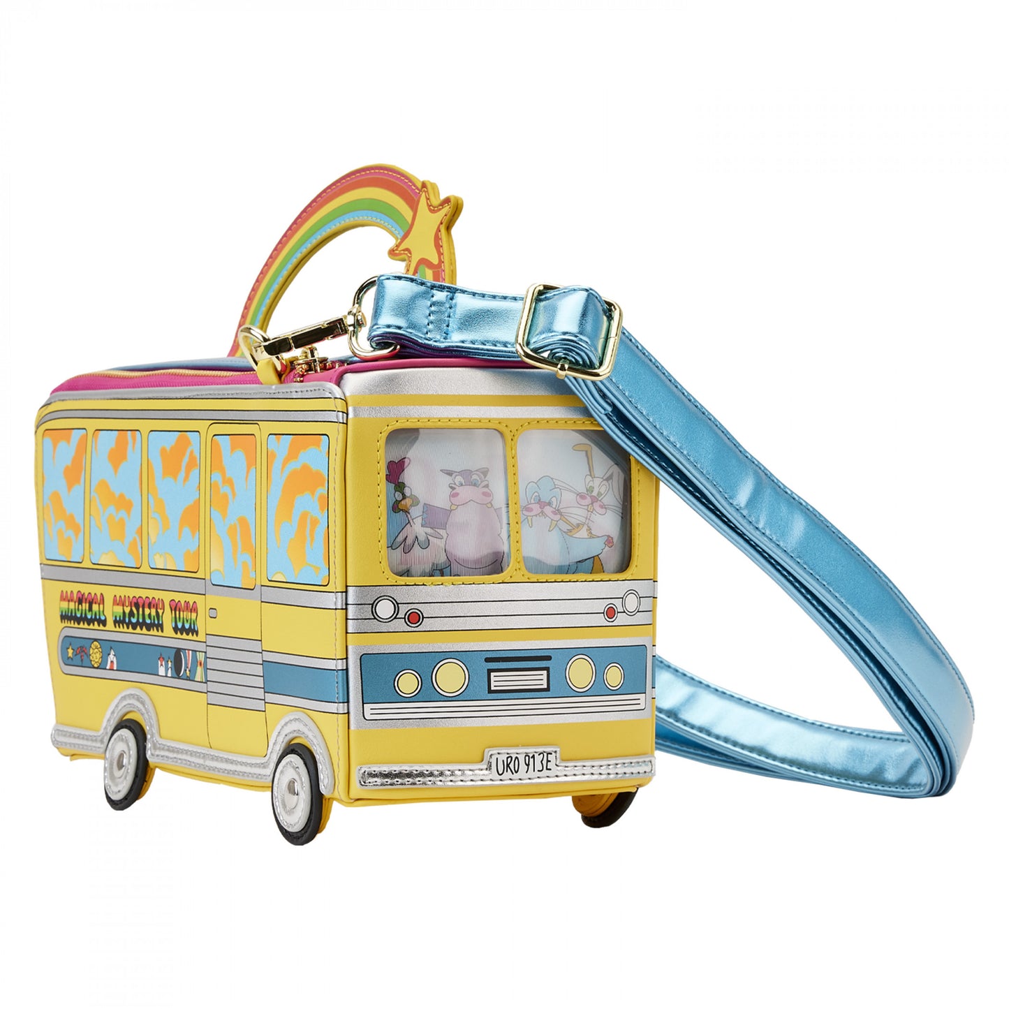 title:The Beatles Magical Mystery Tour Bus Crossbody Bag by Loungefly;color:Multi-Color