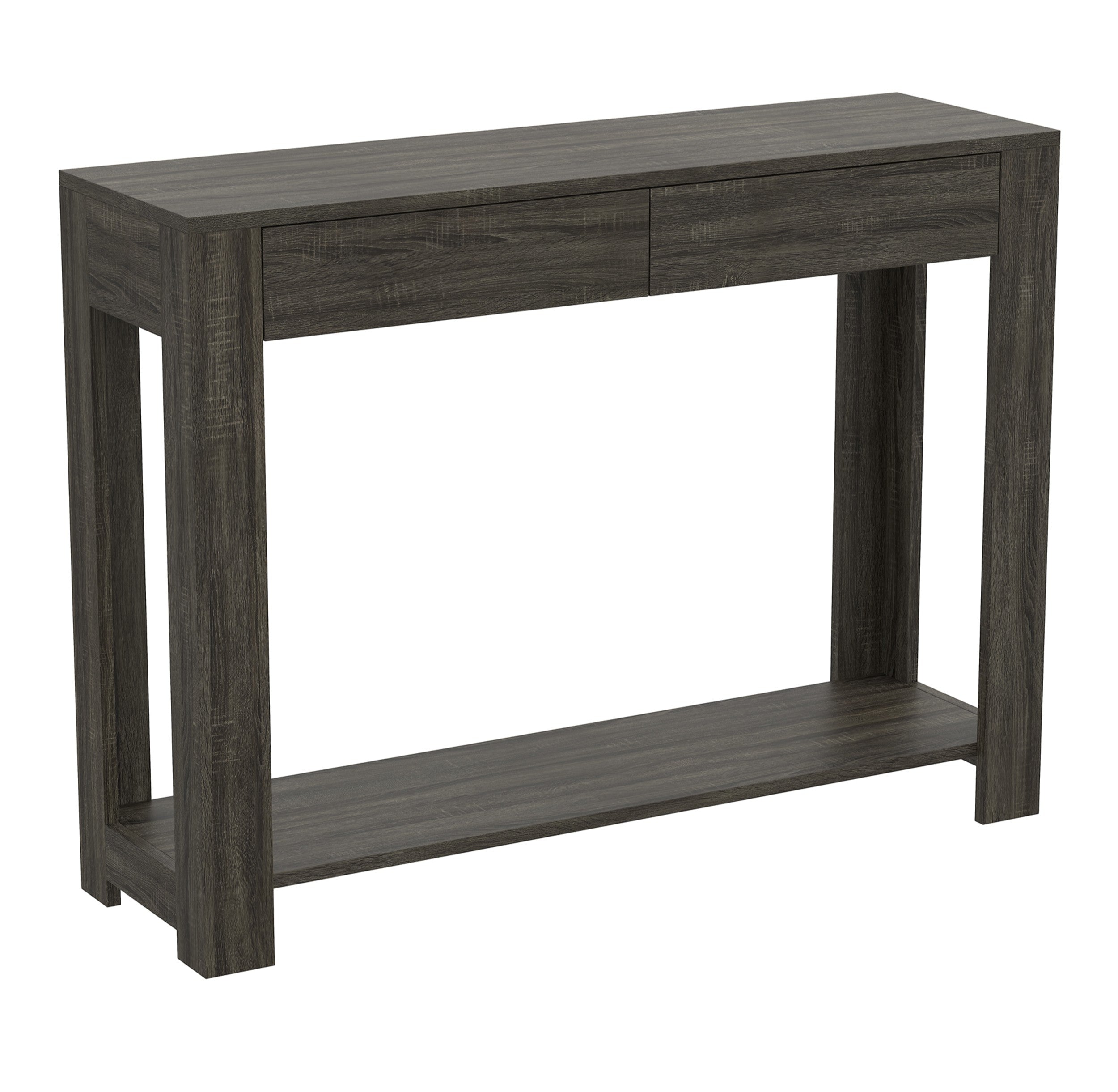 title:Safdie & Co. Console Table 40L Dark Grey Wood 2 Drawers 1 Shelf;color:Grey