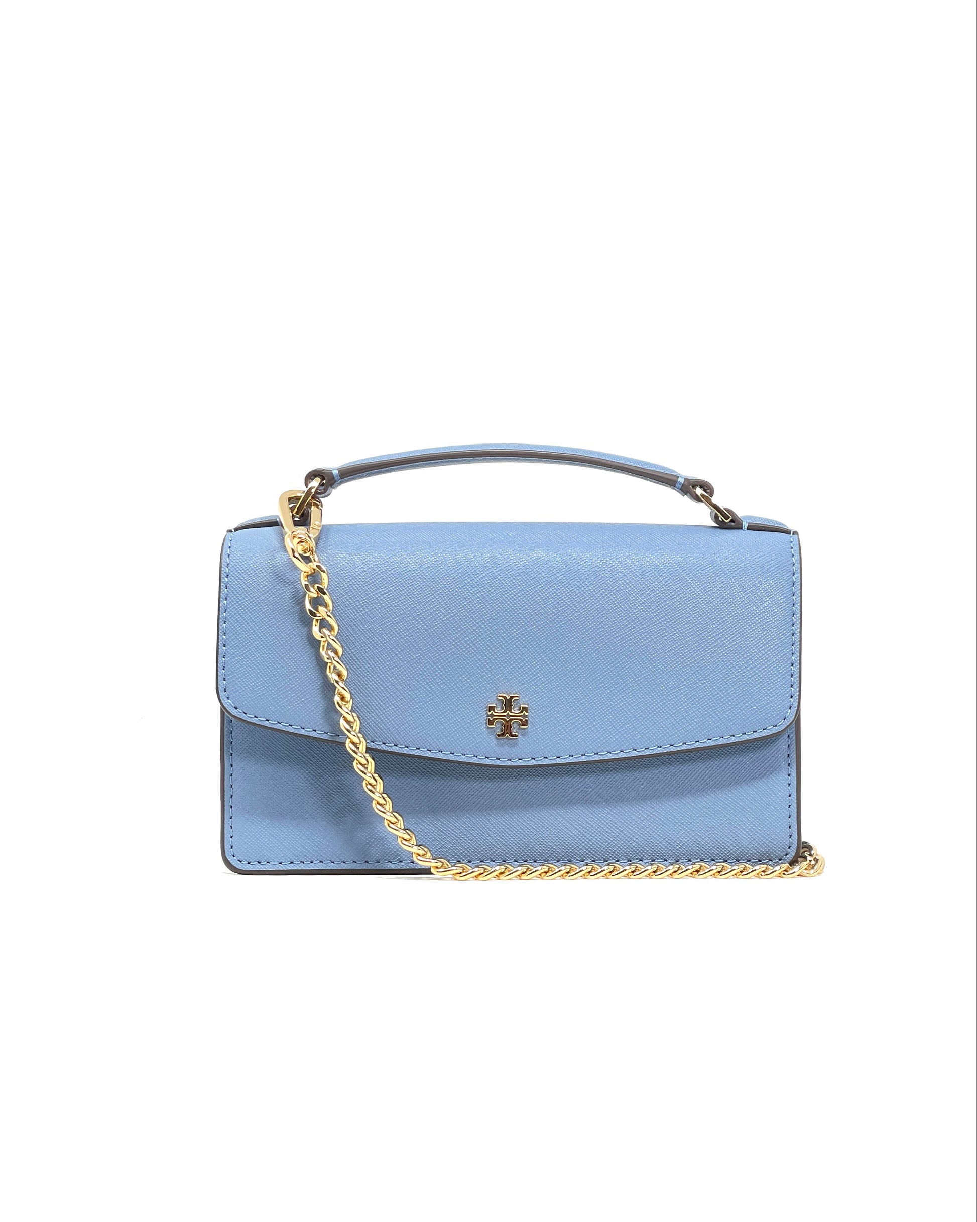 title:Tory Burch Blue Yonder Emerson Mini Top Handle Bag;color:Blue Yonder