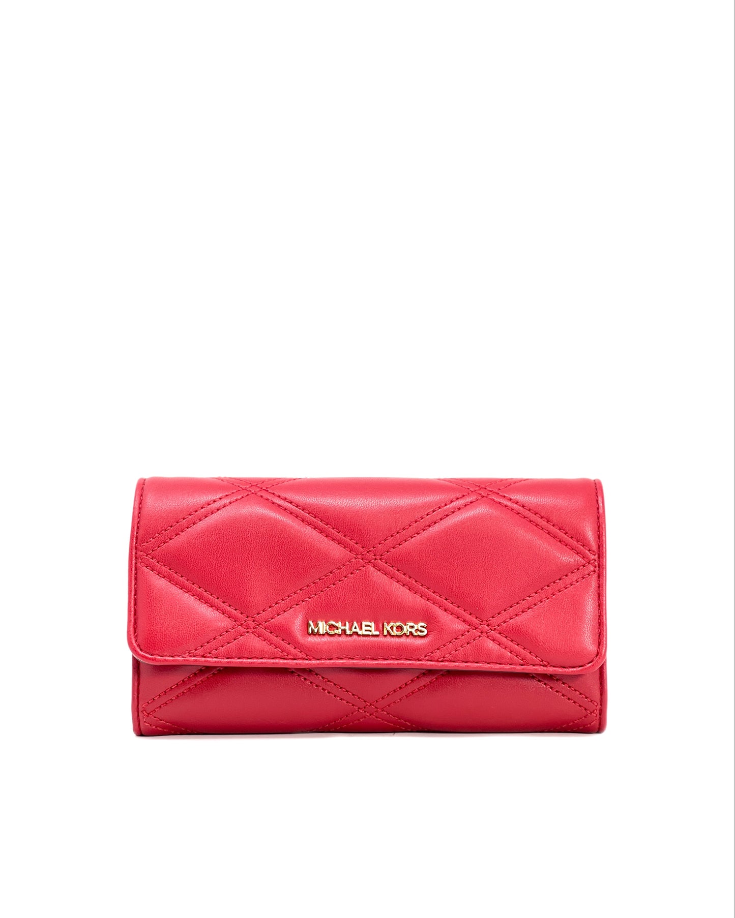 title:Michael Kors Women's Chili Jet Set Travel Trifold Wallet;color:Chili