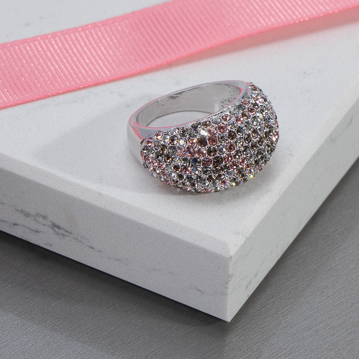 Crystal Pave Dome Statement Ring - Ruumur