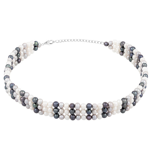 title:Splendid Pearls Sterling Silver Choker Necklace;color:Multicolor