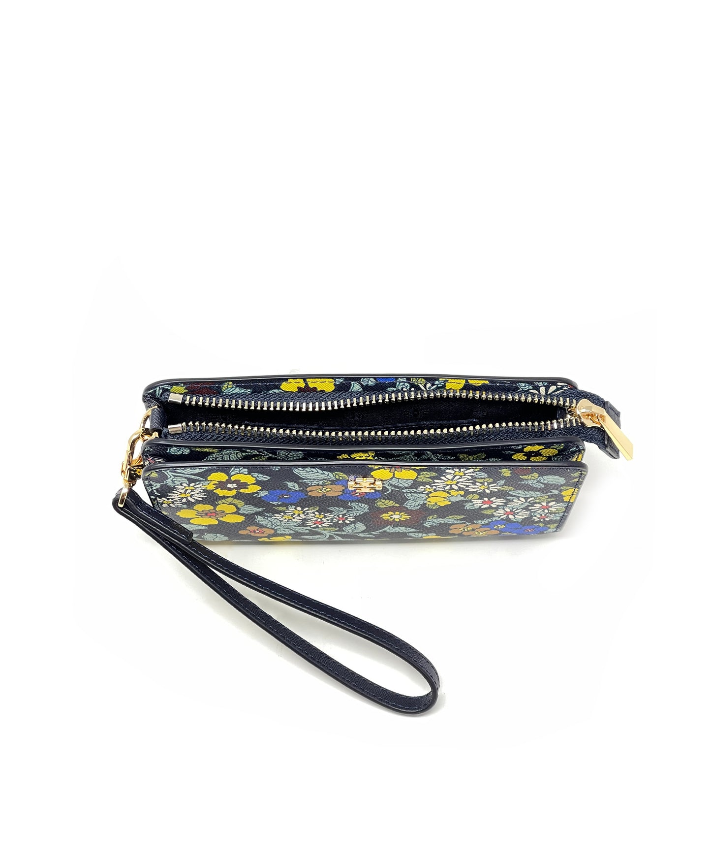 Tory Burch Blue / Green / Yellow Wallpaper Floral Emerson Printed Wristlet Pouch