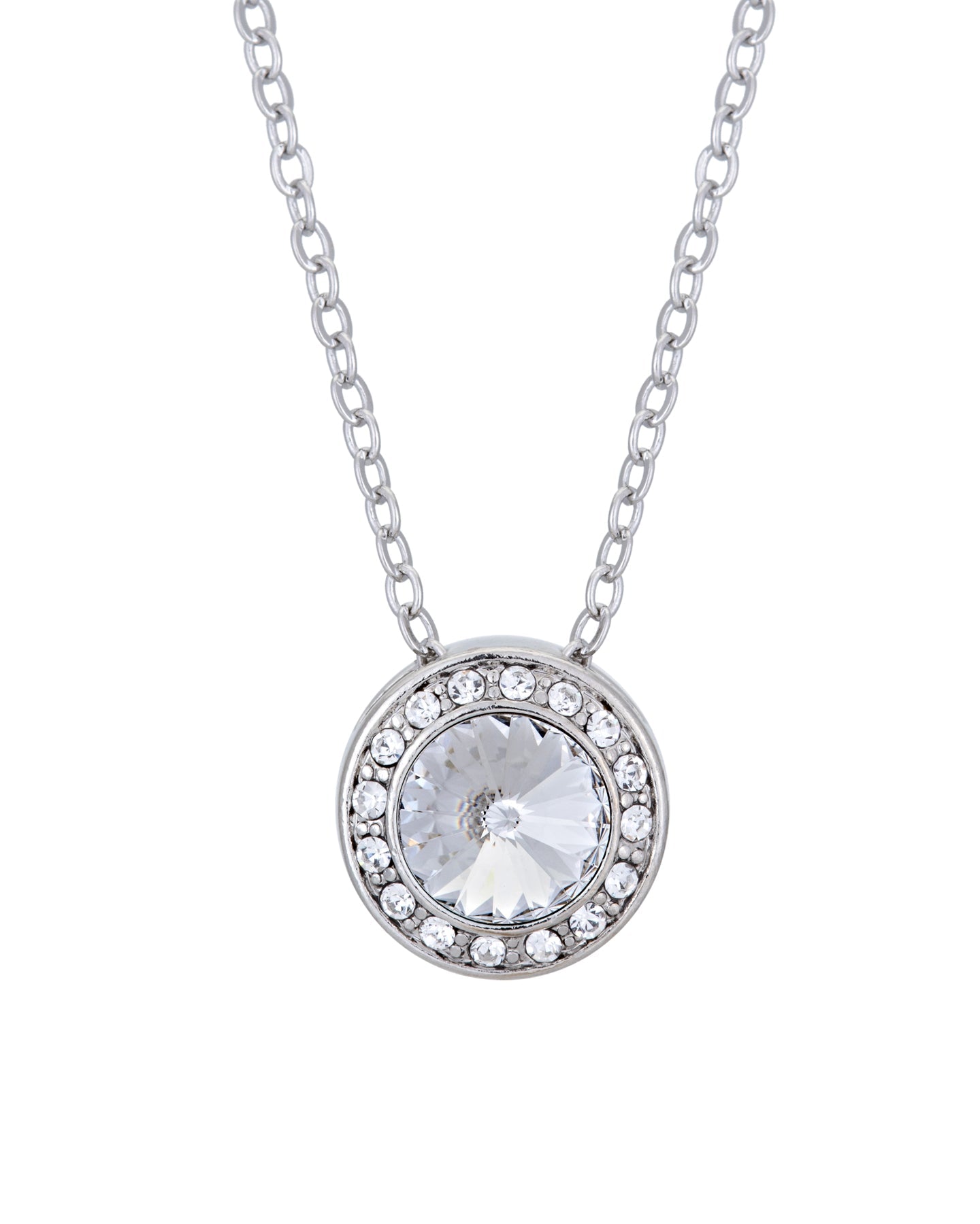 Crystal Pave Halo Pendant Necklace - Ruumur