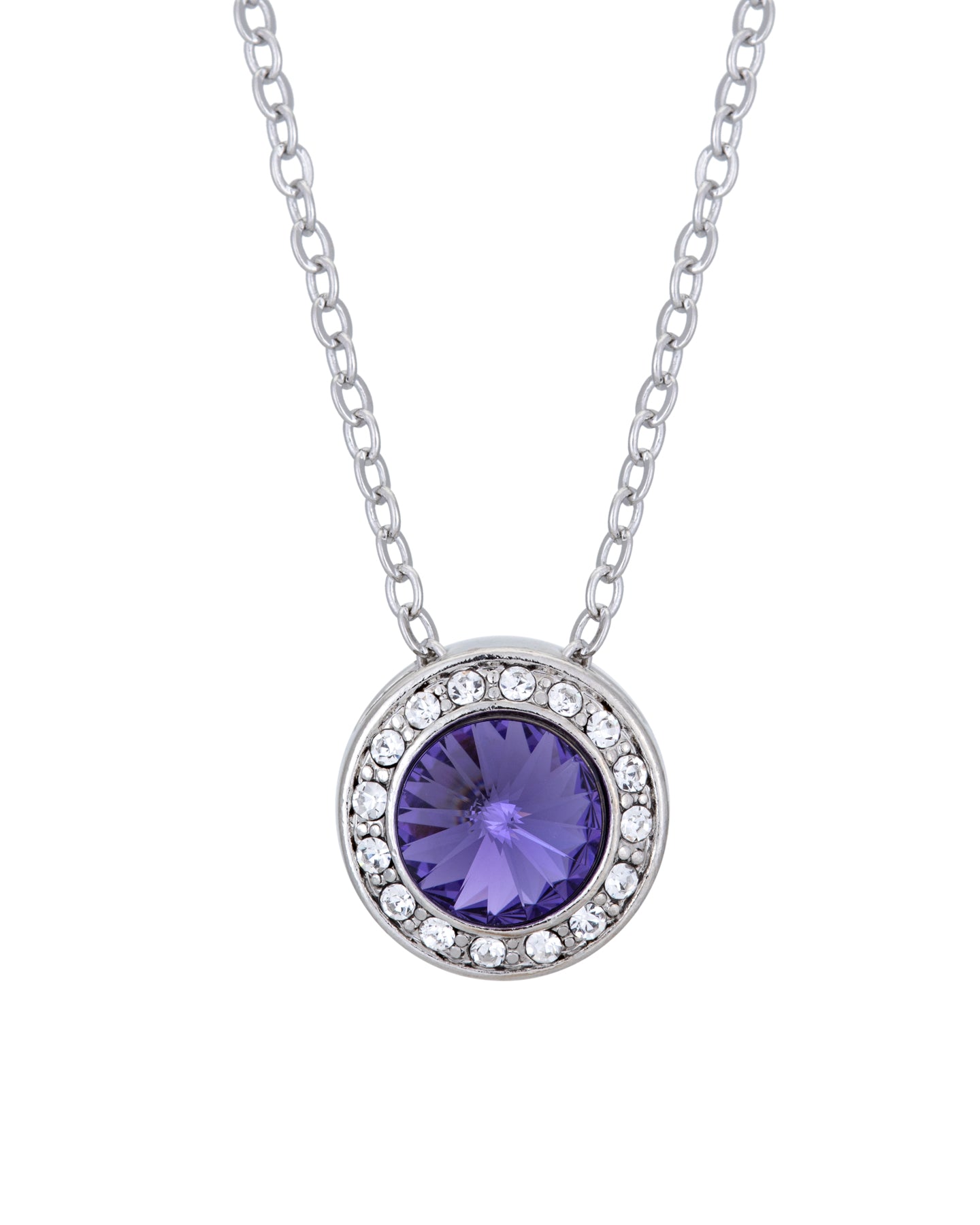 Crystal Pave Halo Pendant Necklace - Ruumur