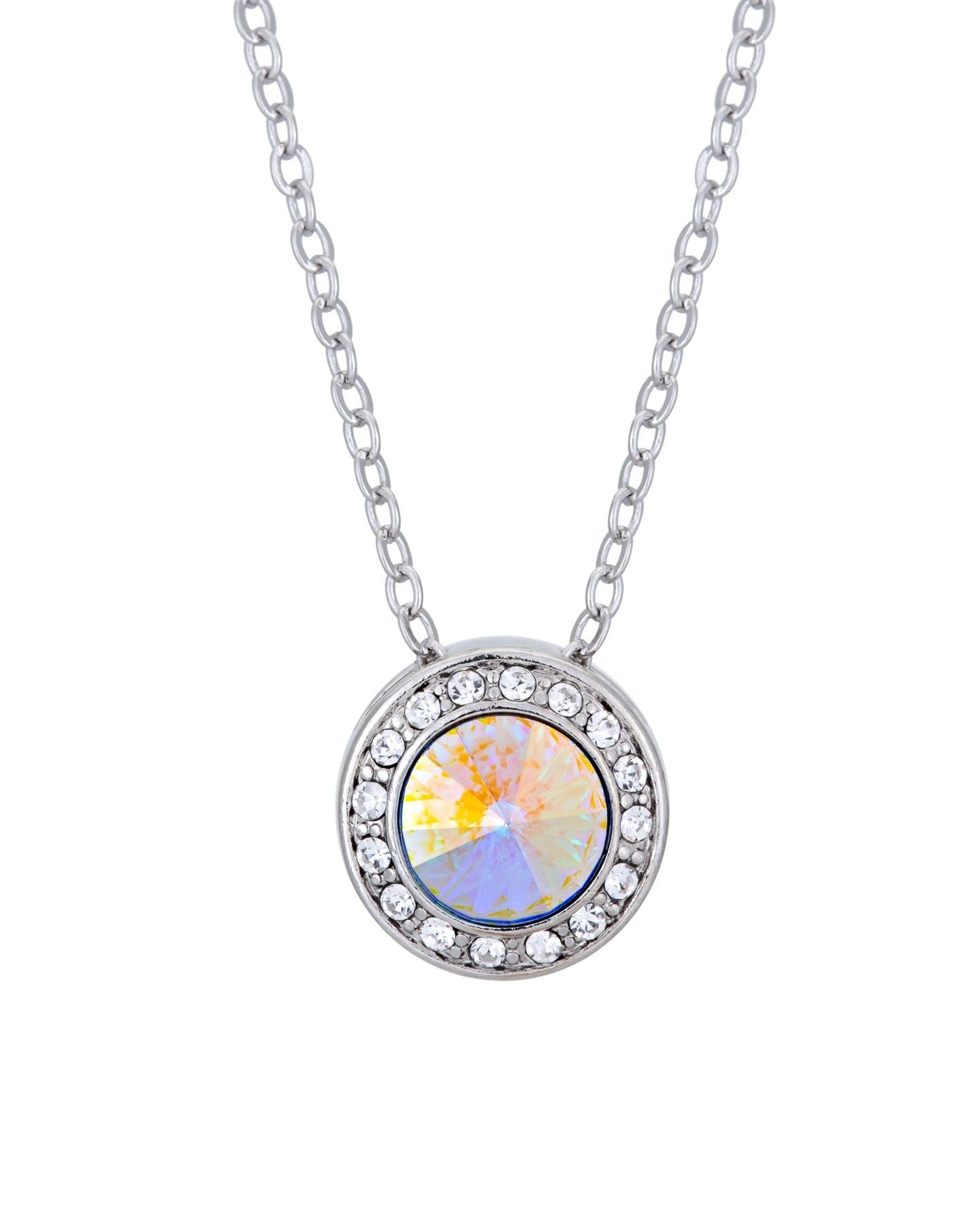 Crystal Pave Halo Pendant Necklace - Ruumur