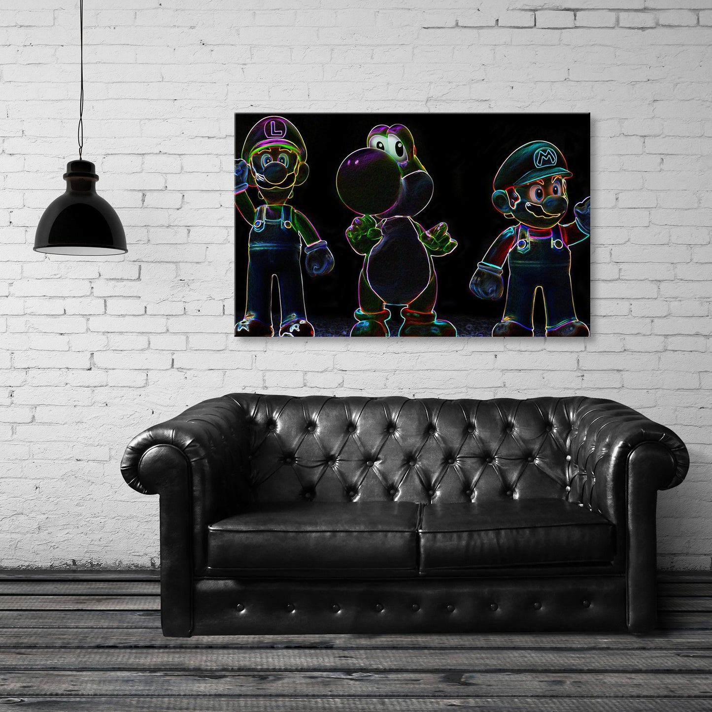 Luigi-Yoschi-Mario Fine Art Stretched Canvas