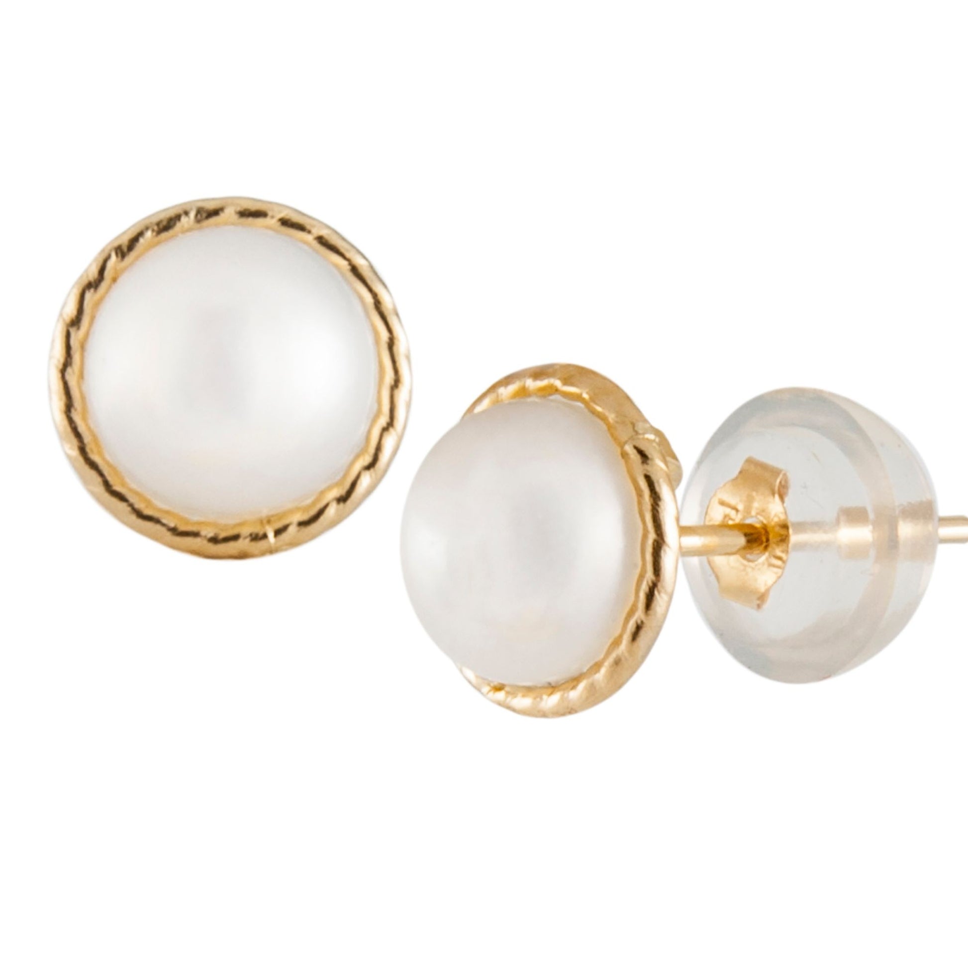 title:Splendid Pearls 14K Yellow Gold Pearl Earrings KE-37;color:White