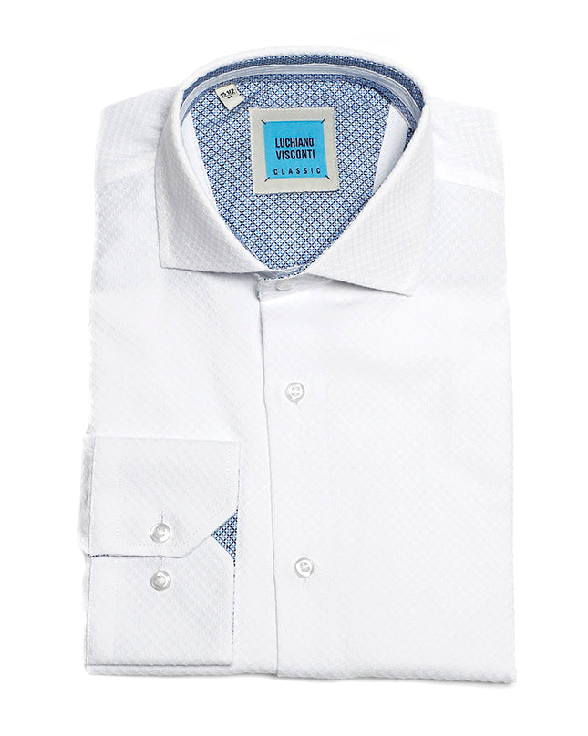 Boys White Jacquard Shirt