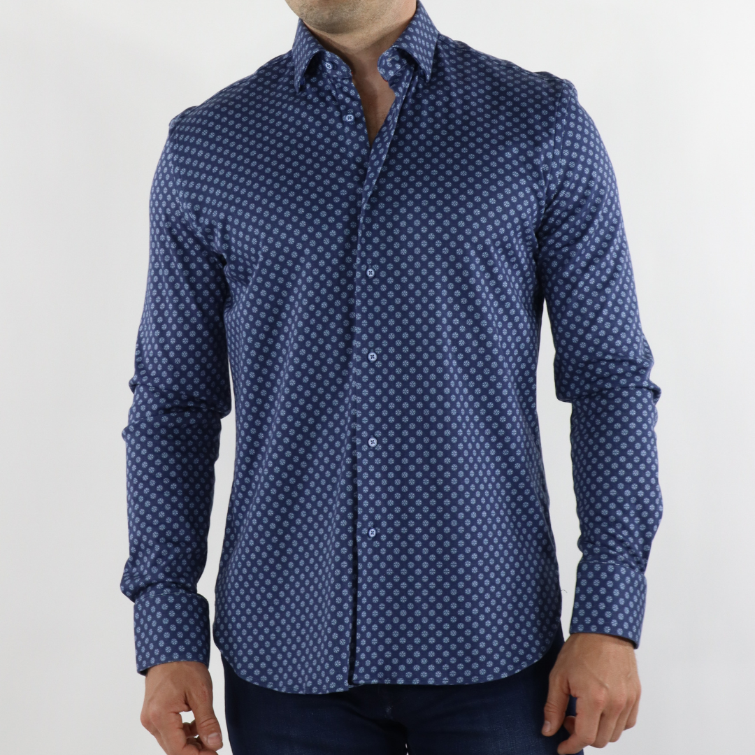 Max Colton James Shirt in Navy Dot