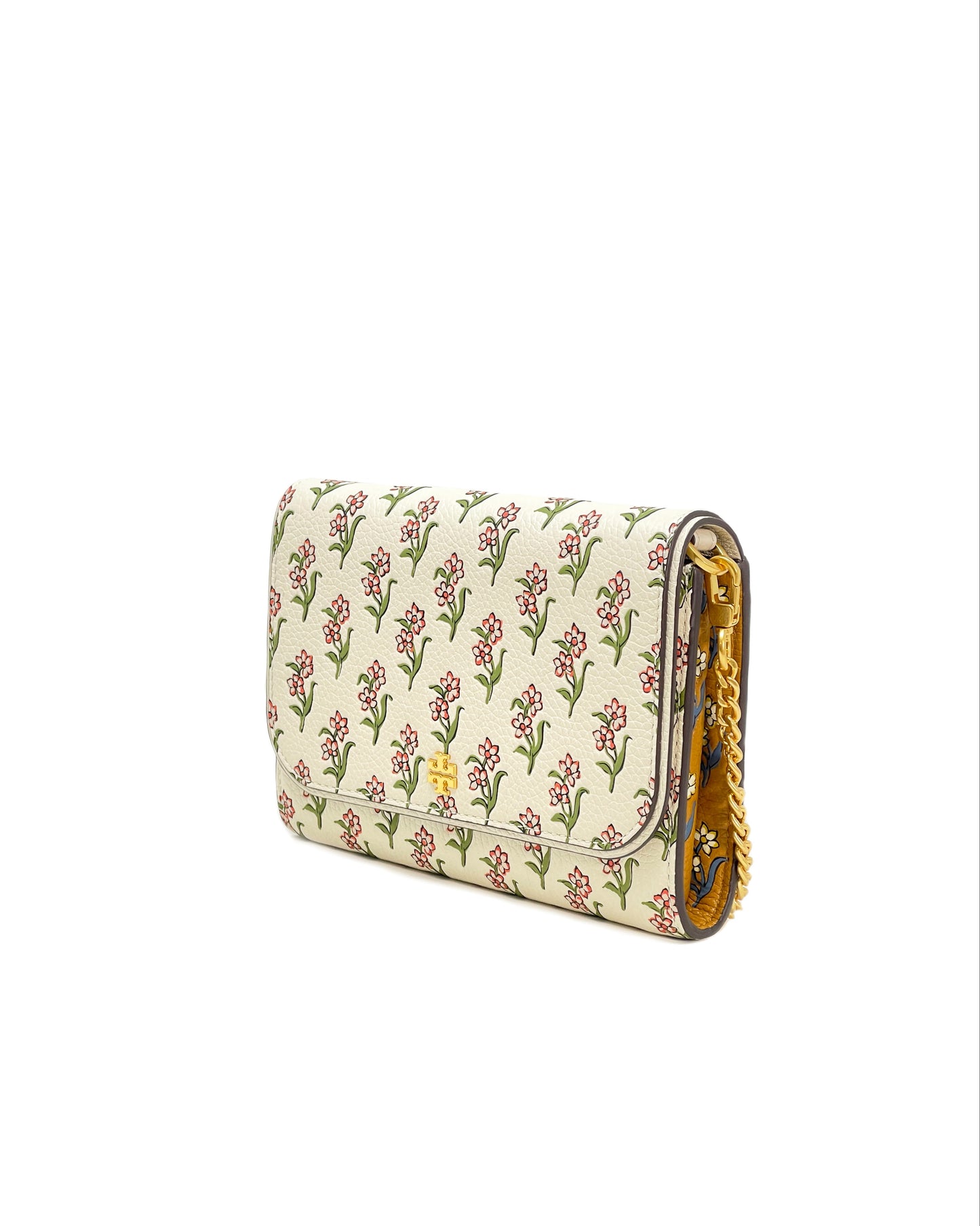 Tory Burch Block Print Ditsy Emerson Mixed-Print Chain Wallet