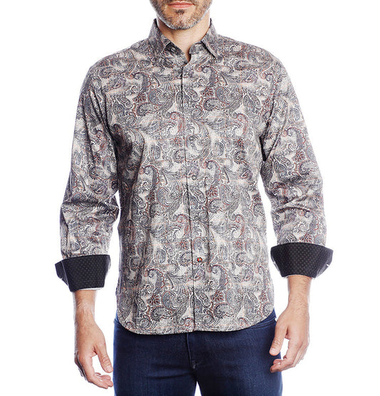 Beige with Multicolor Paisley Shirt