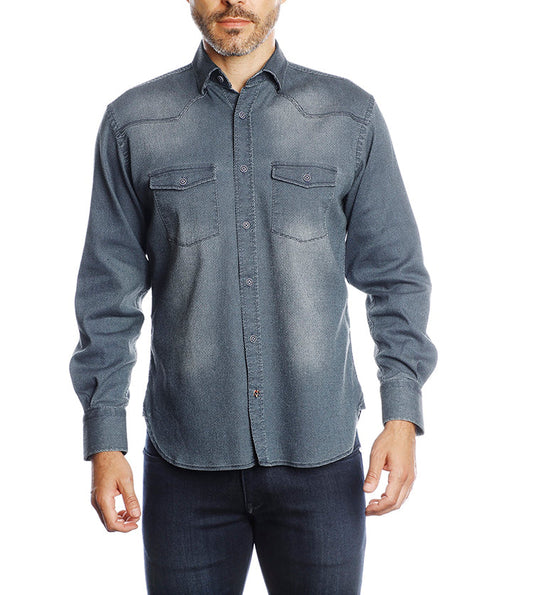 Western Style Blue Denim Shirt