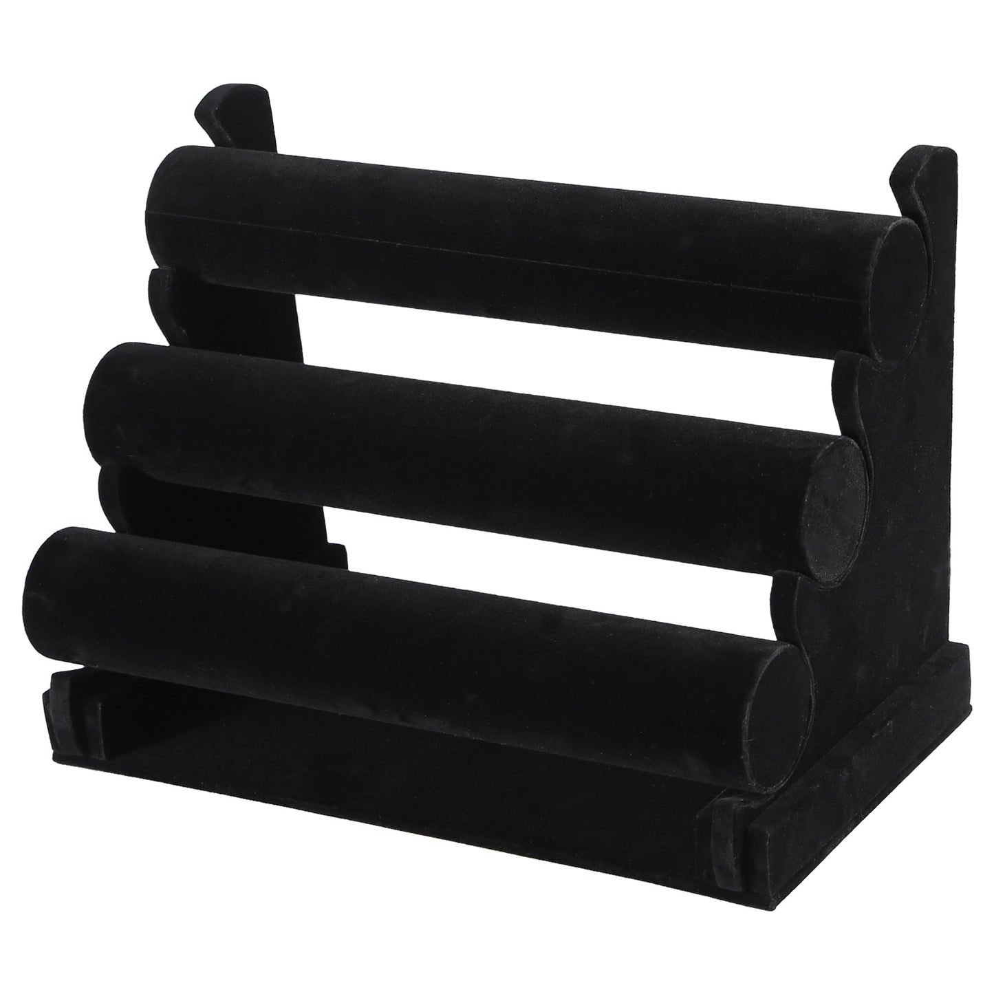 title:3-Tier Velvet Jewelry Stand Removable Bracelet Holder Watch Jewelry Bangle Display Rack;color:Black